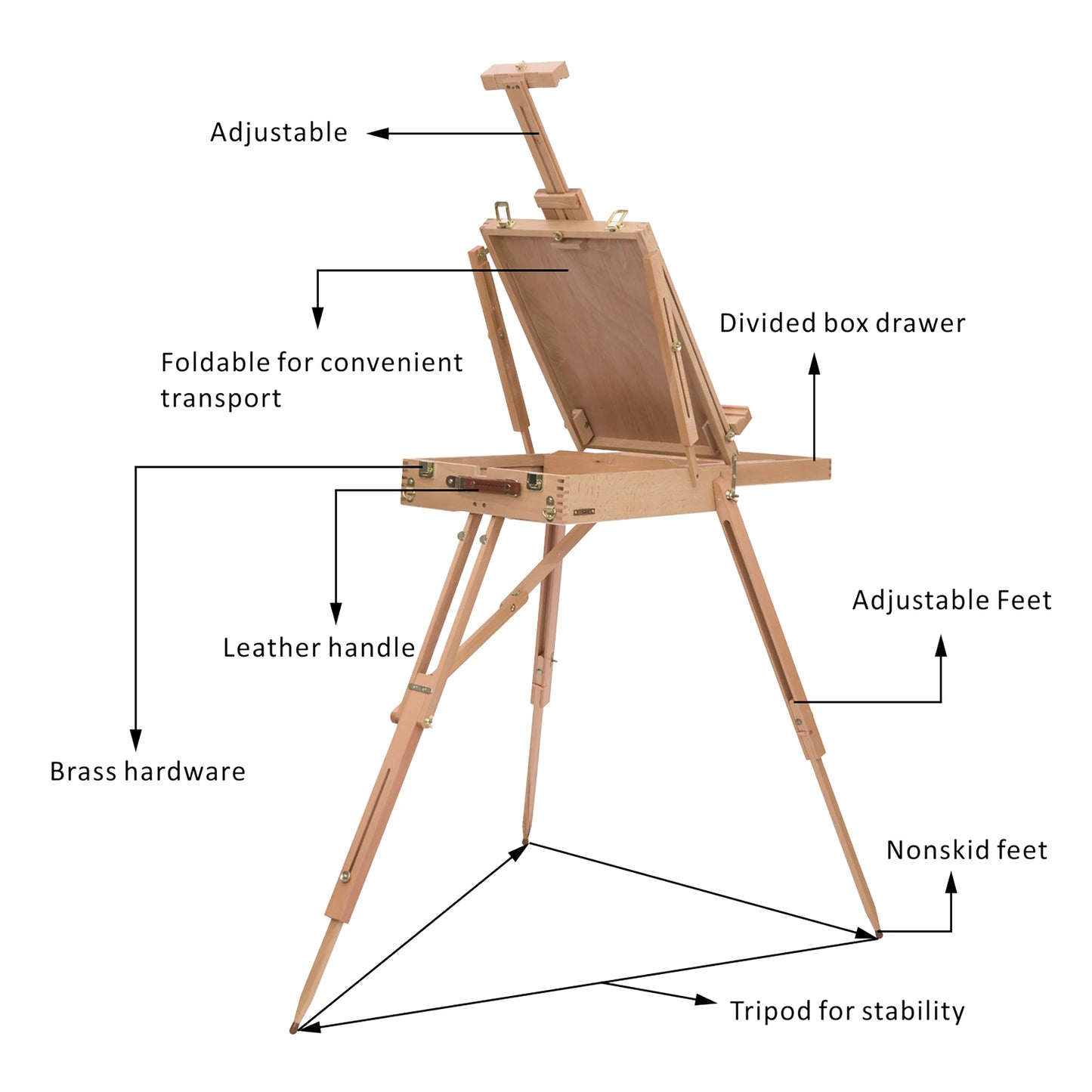 Folding Wood French Artists Easel Set Portable Art Painters Tripod Sketch Craft