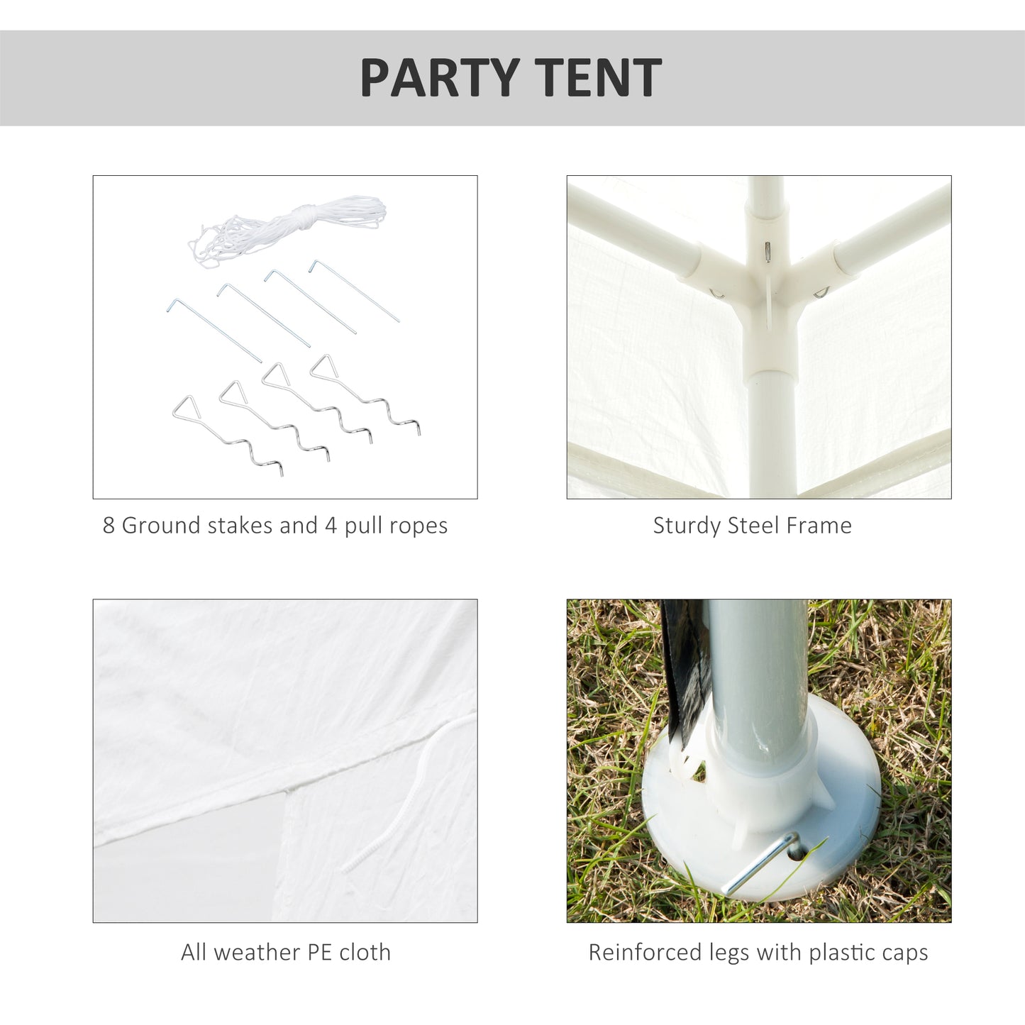 10x10ft Party Tent Portable Gazebo, Folding Garden Canopy Event Shelter Outdoor Sunshade White