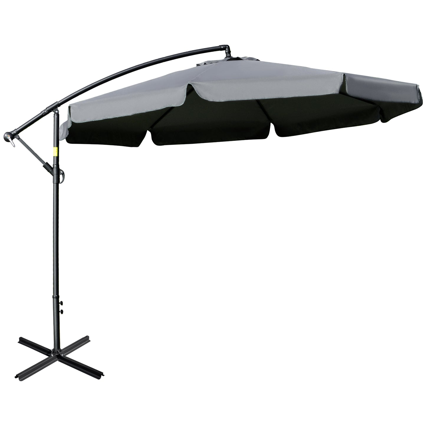 Outsunny 11FT Offset Hanging Patio Umbrella Cantilever Umbrella with Easy Tilt Adjustment, Cross Base and 8 Ribs for Backyard, Poolside, Lawn and Garden, Dark Grey