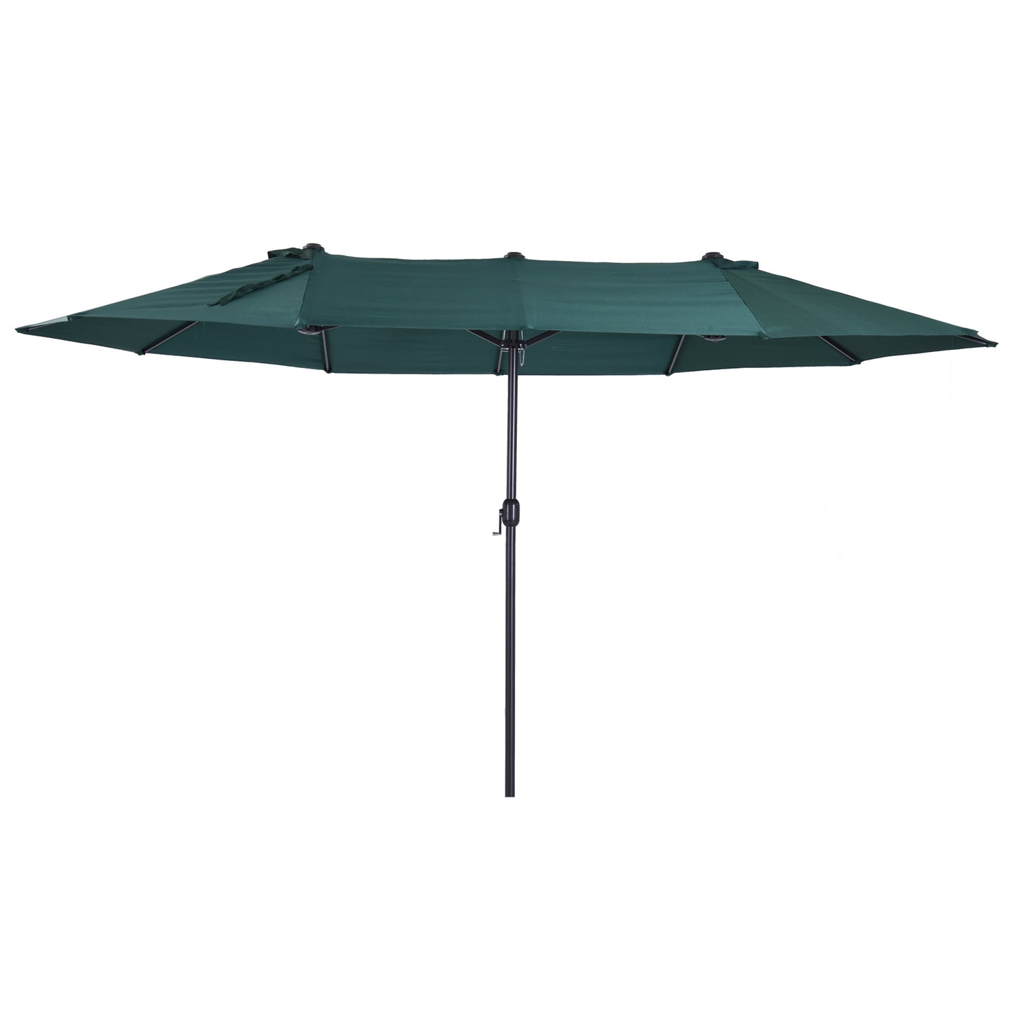 Outsunny 15' Outdoor Patio Umbrella with Twin Canopy Sunshade Steel Table Umbrella with Lift Crank Green