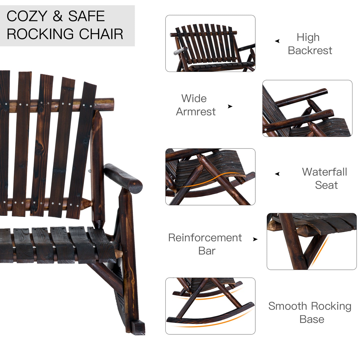 Outsunny Classic Adirondack Rocking Chair