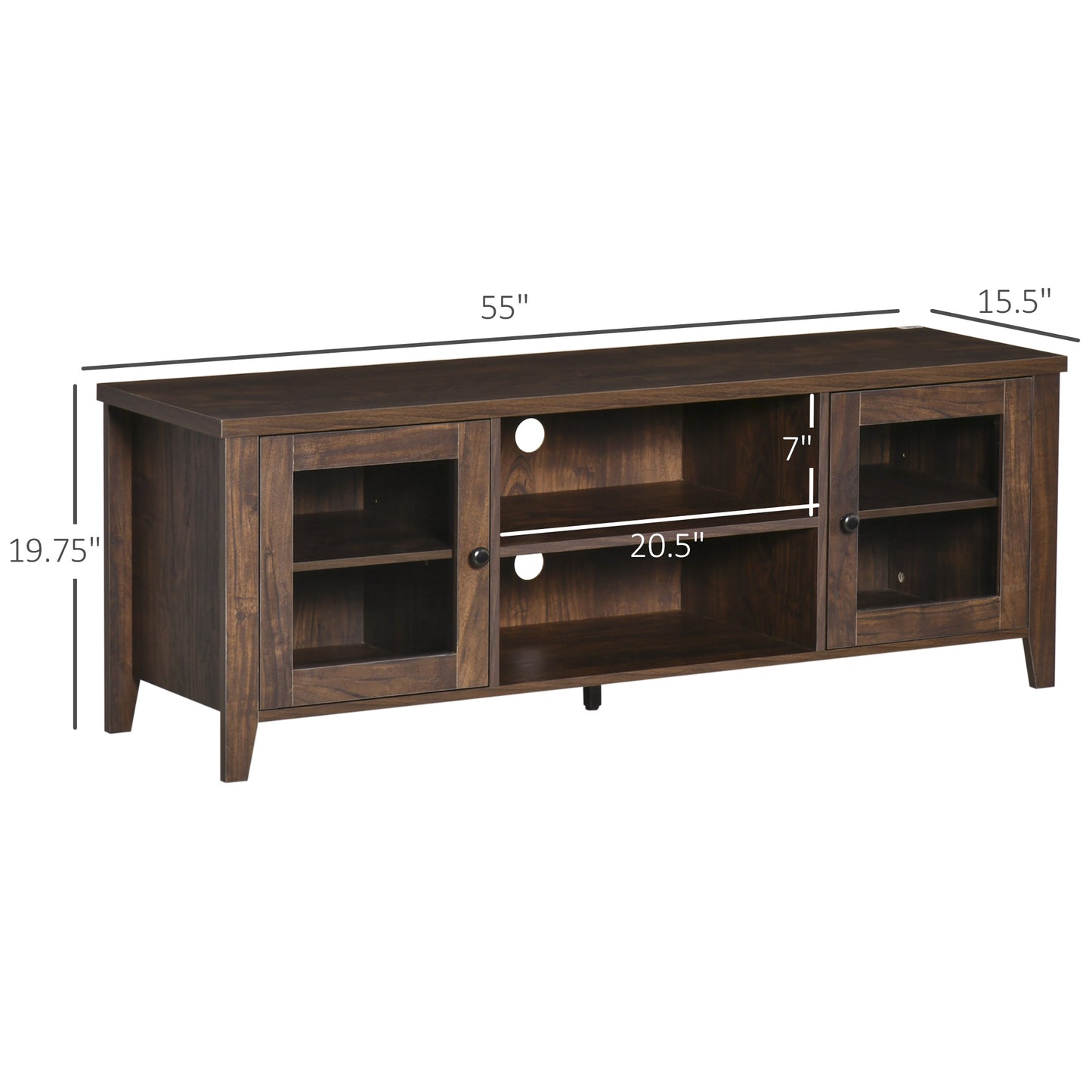 Modern TV Stand for TVs up to 60 inches, Wood TV Console Table with Storage Doors, Entertainment Center for Living Room, Bedroom, Office, Coffee