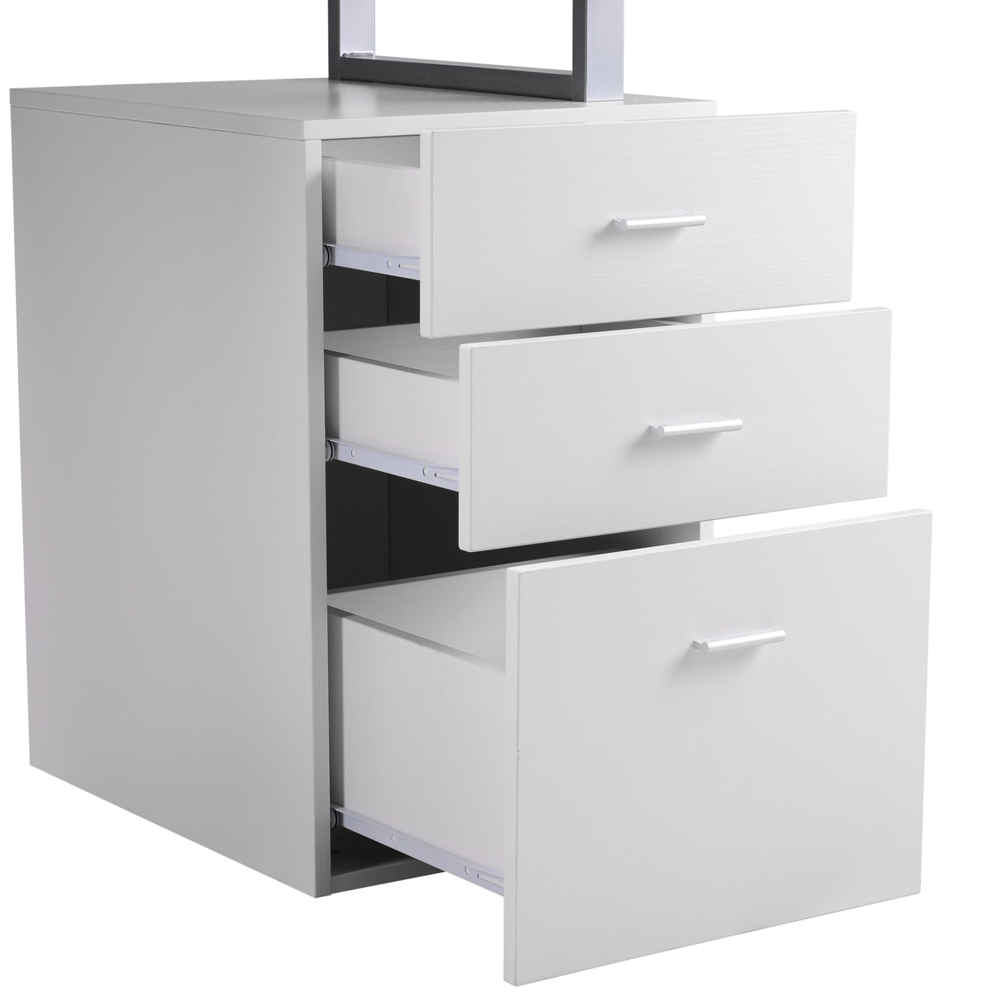 Industrial Style Office Desk Computer Desk with Multi-Use Removable File Drawers White