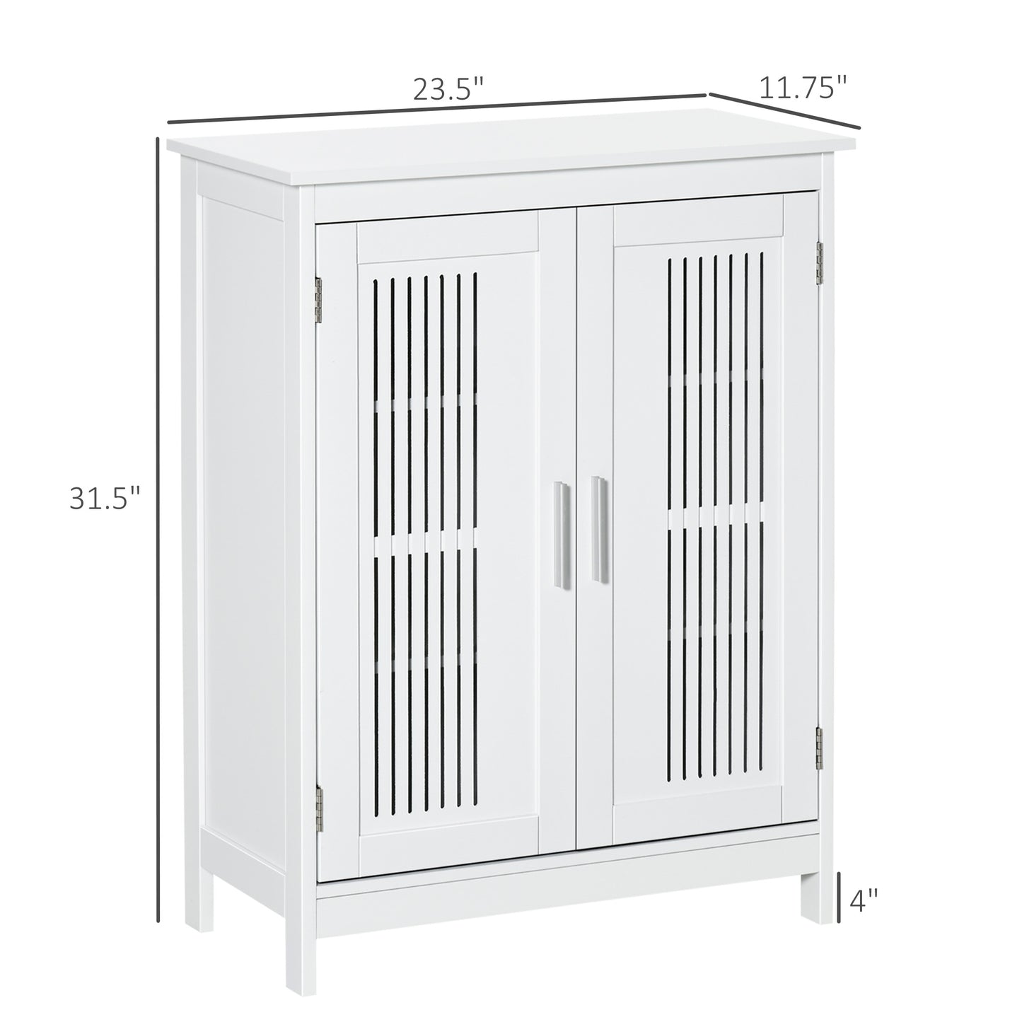 Modern Bathroom Floor Cabinet, Free Standing Linen Cabinet, Storage Cupboard with 3 Tier Shelves, White