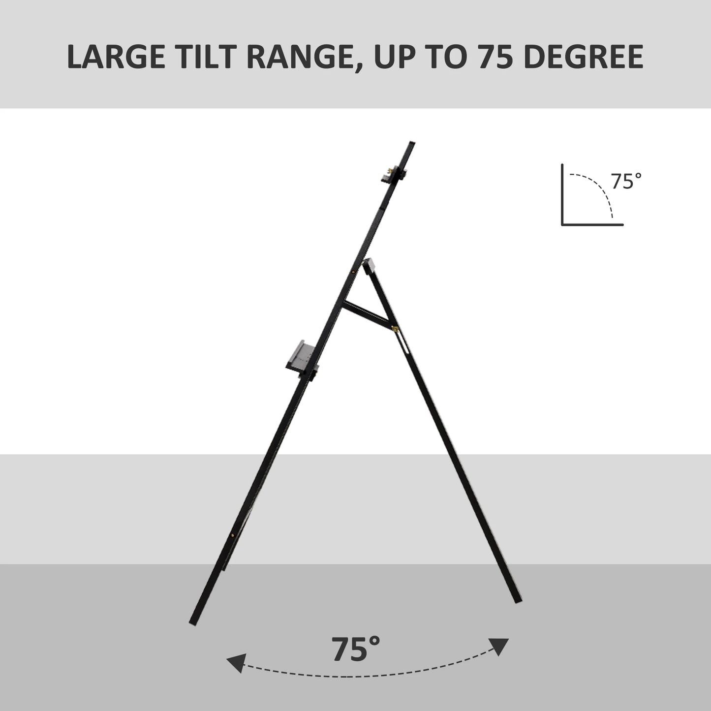 55" Beech Wood Adjustable Folding Art Easel Stand that Tilts up to 90° Degrees with Sturdy Material, Black