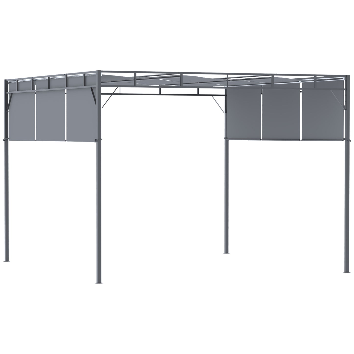 10' x 10' Retractable Pergola Canopy Patio Gazebo Sun Shelter with Steel Frame for Outdoor, Dark Grey