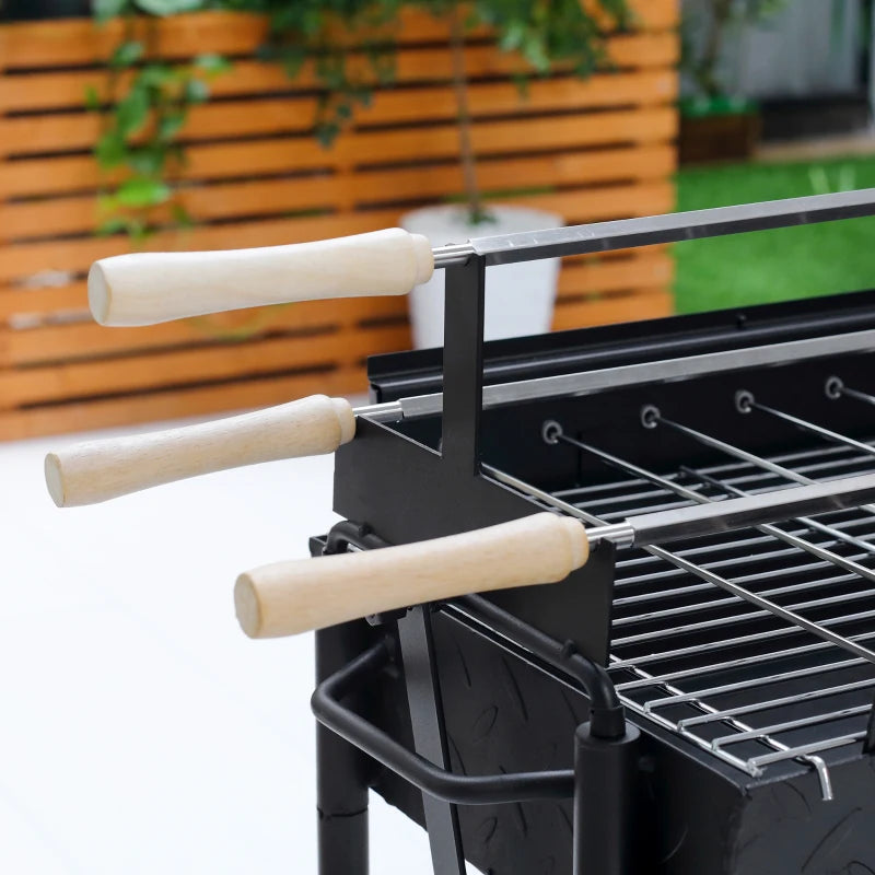 Outsunny Charcoal Trolley BBQ Garden Outdoor Barbecue Cooking Grill Powder Wheel