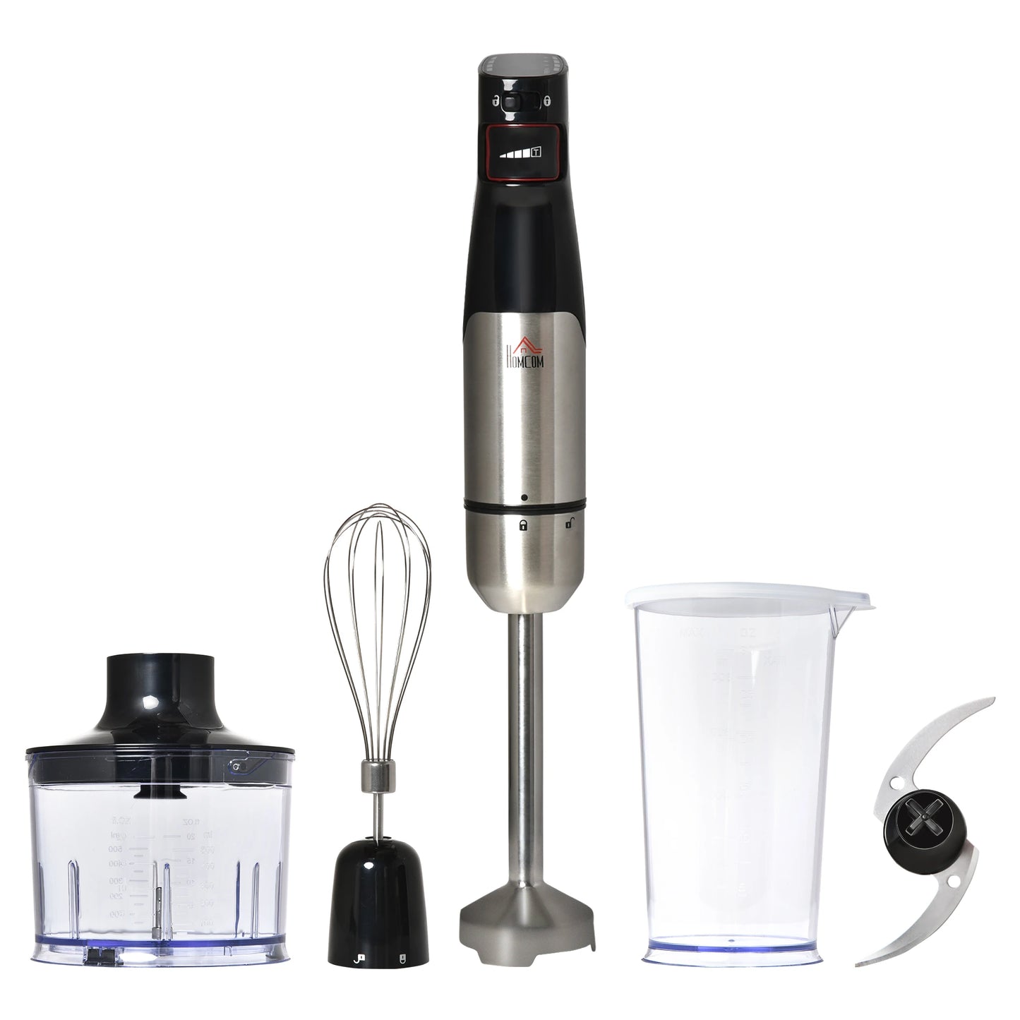 Immersion Hand Blender, 400W 4-In-1 Handheld Stick Blender with Adjustable Speed, 500ml Chopper, Egg Whsk, 800ml Measuring Cup, Stainless Steel Blades for Smoothie, Baby Food, Sauce, Soup