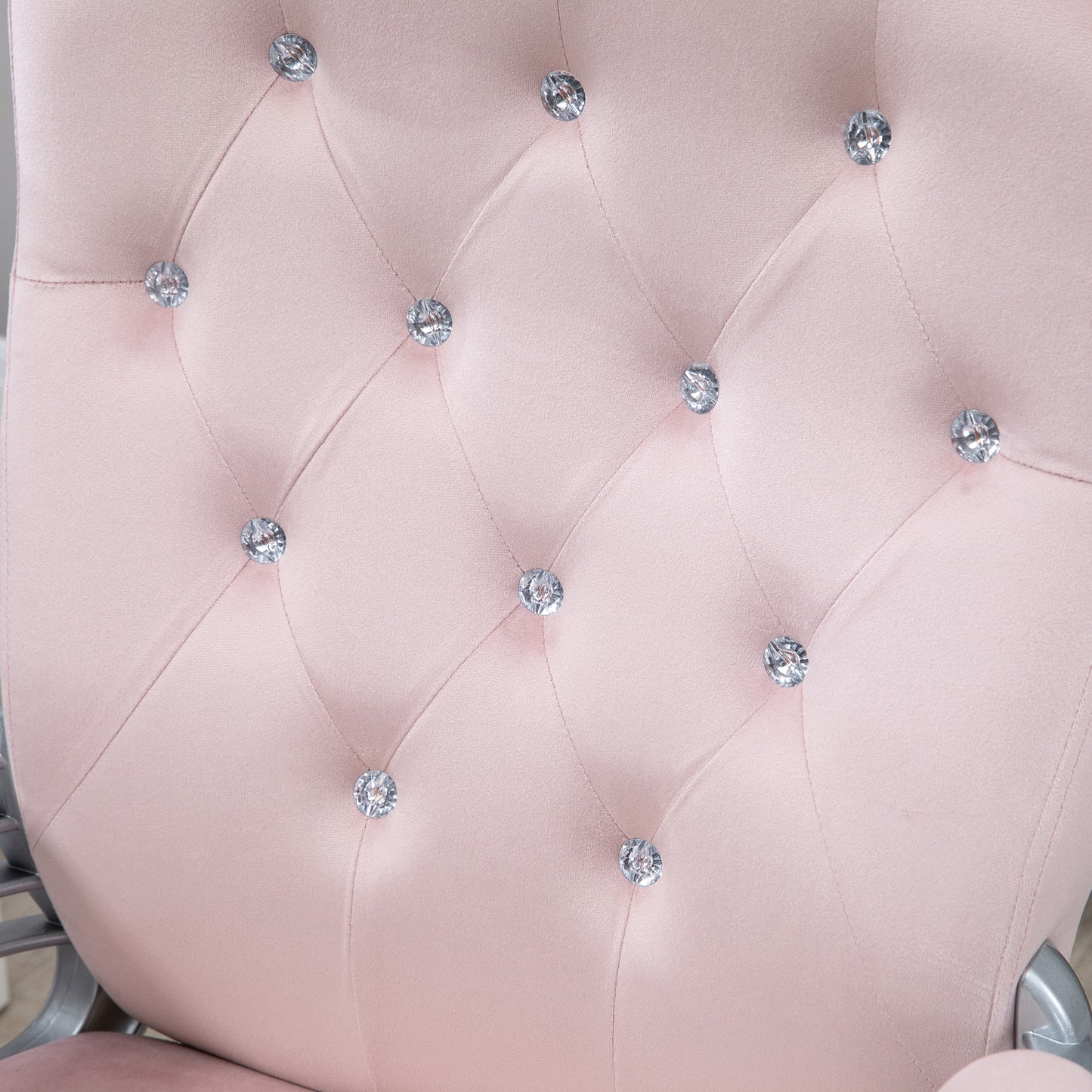 Vinsetto Home Office Chair, Velvet Computer Chair, Button Tufted Desk Chair with Swivel Wheels, Adjustable Height, Tilt Function, Pink