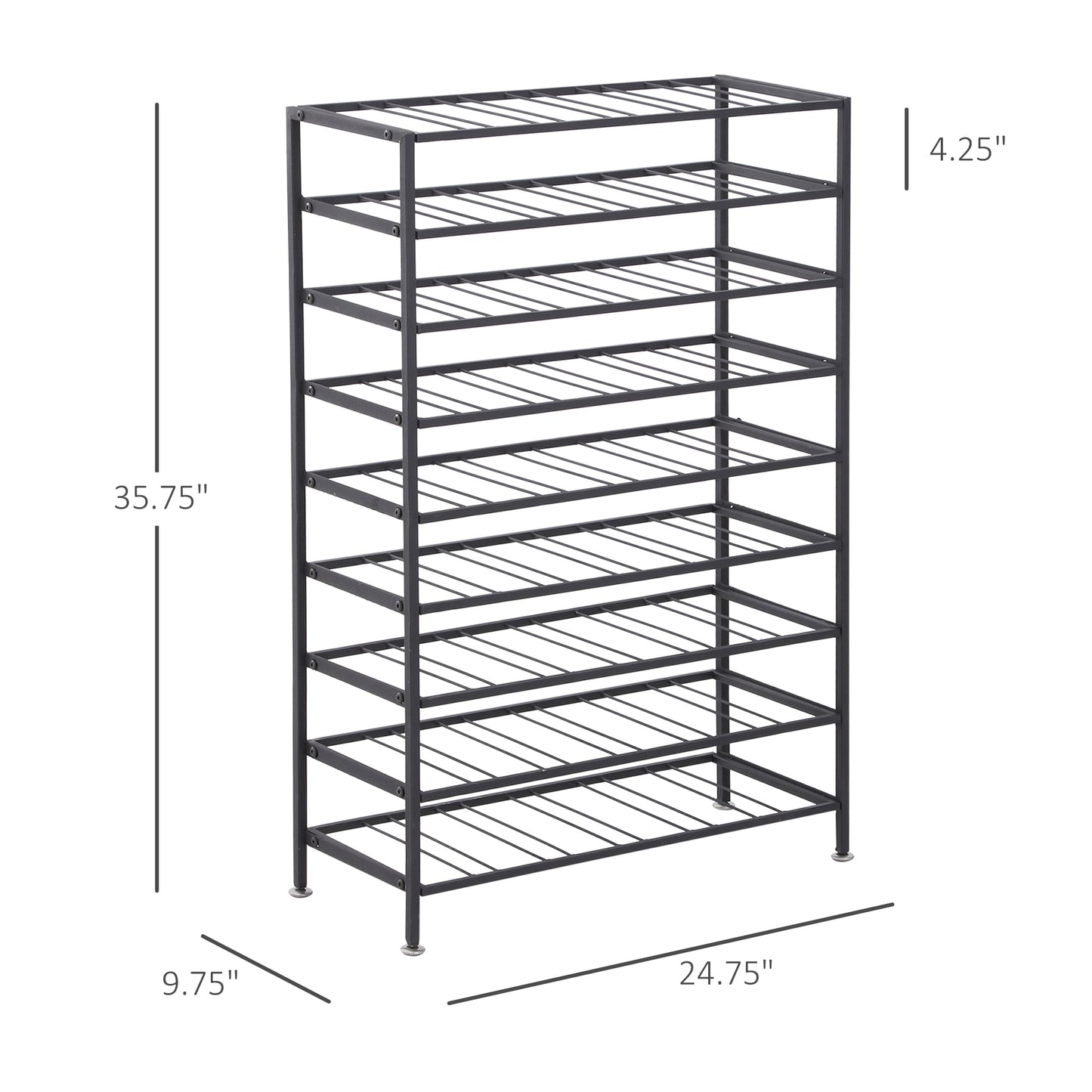 9-Tier Metal Wine Bottle Rack 54 Bottles Freestanding Wine Storage Holder Home Bar Wine Display Stand, Black