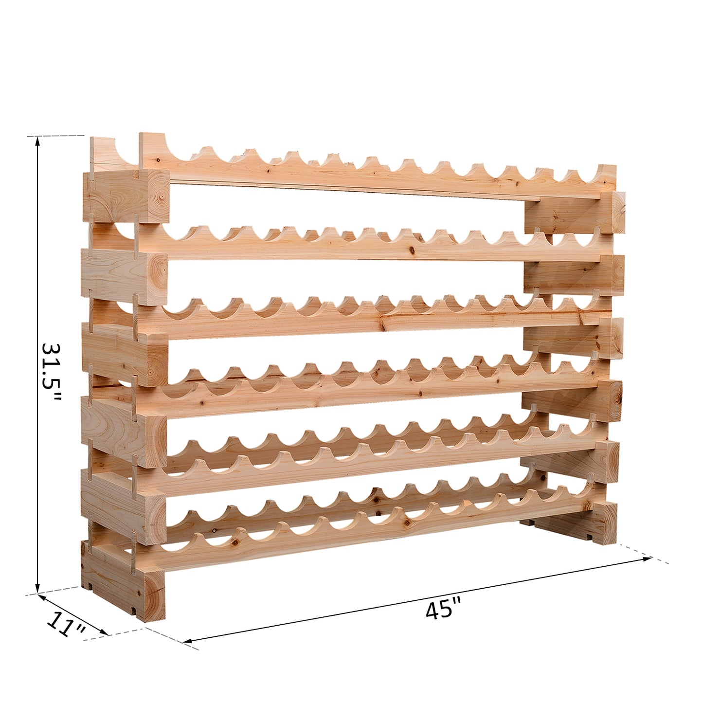 Wood Wine Rack 72 Bottles Holder 6 Tier Stackable Storage Stand