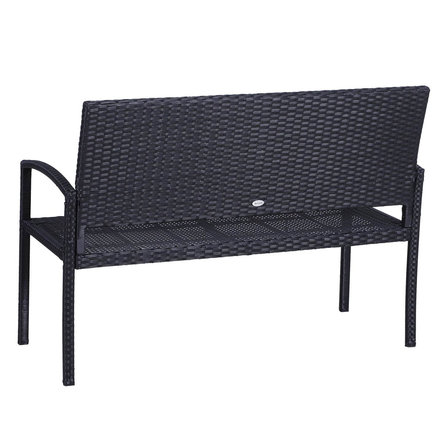 Outsunny Rattan Wicker Loveseat Garden Furniture Hand Woven Portable Backyard Black