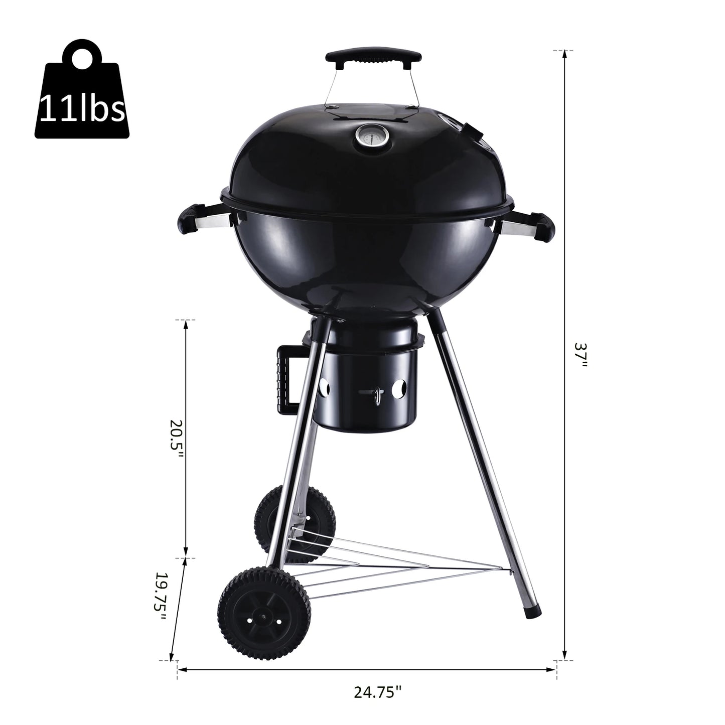 Outsunny Charcoal BBQ Grill Portable Outdoor Camp Picnic Barbecue w/ Wheels and Storage Shelves