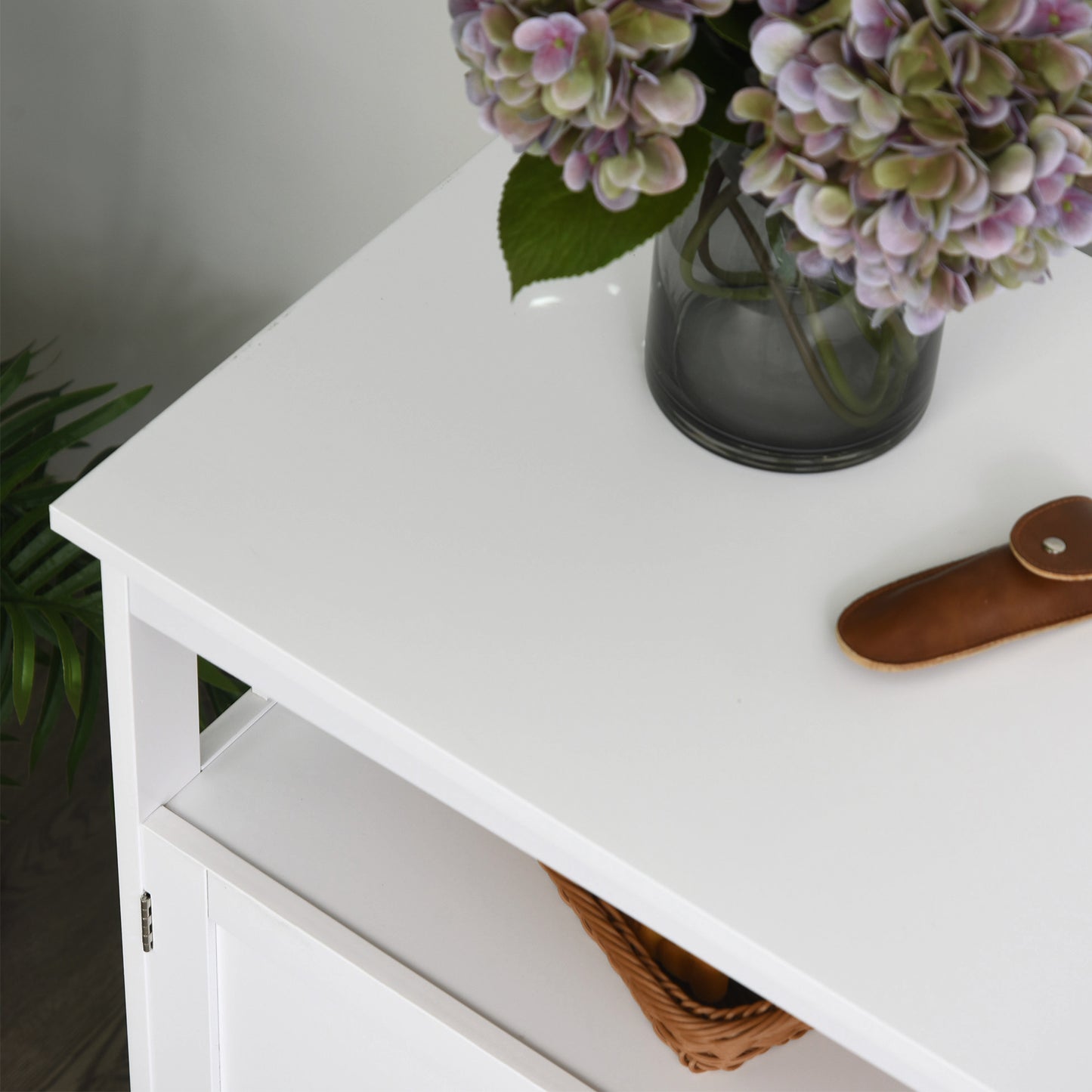 Wooden Console Table with Open Shelf and 2 layers Cabinet Kitchen Furniture