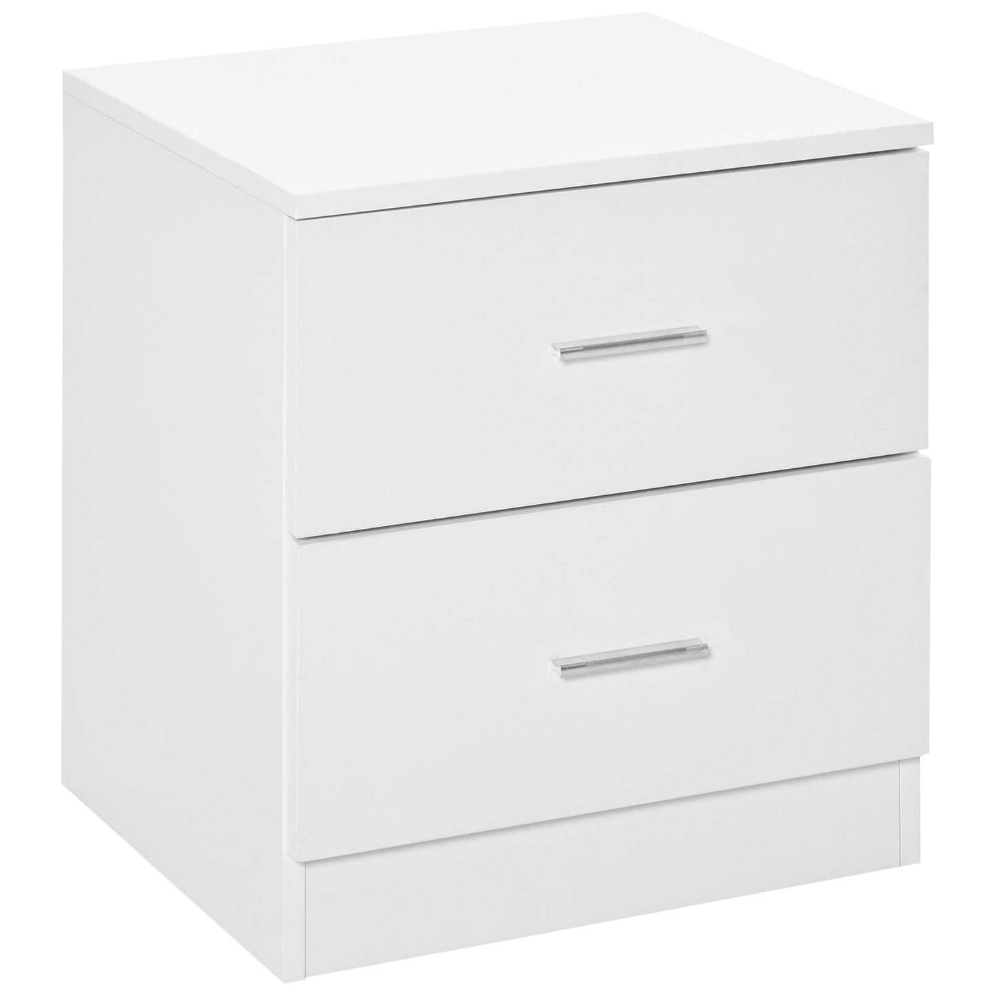 Bedside Table with 2 Drawers, Modern Nightstand, Cabinet Drawer Side Storage Unit for Bedroom, Living Room, White