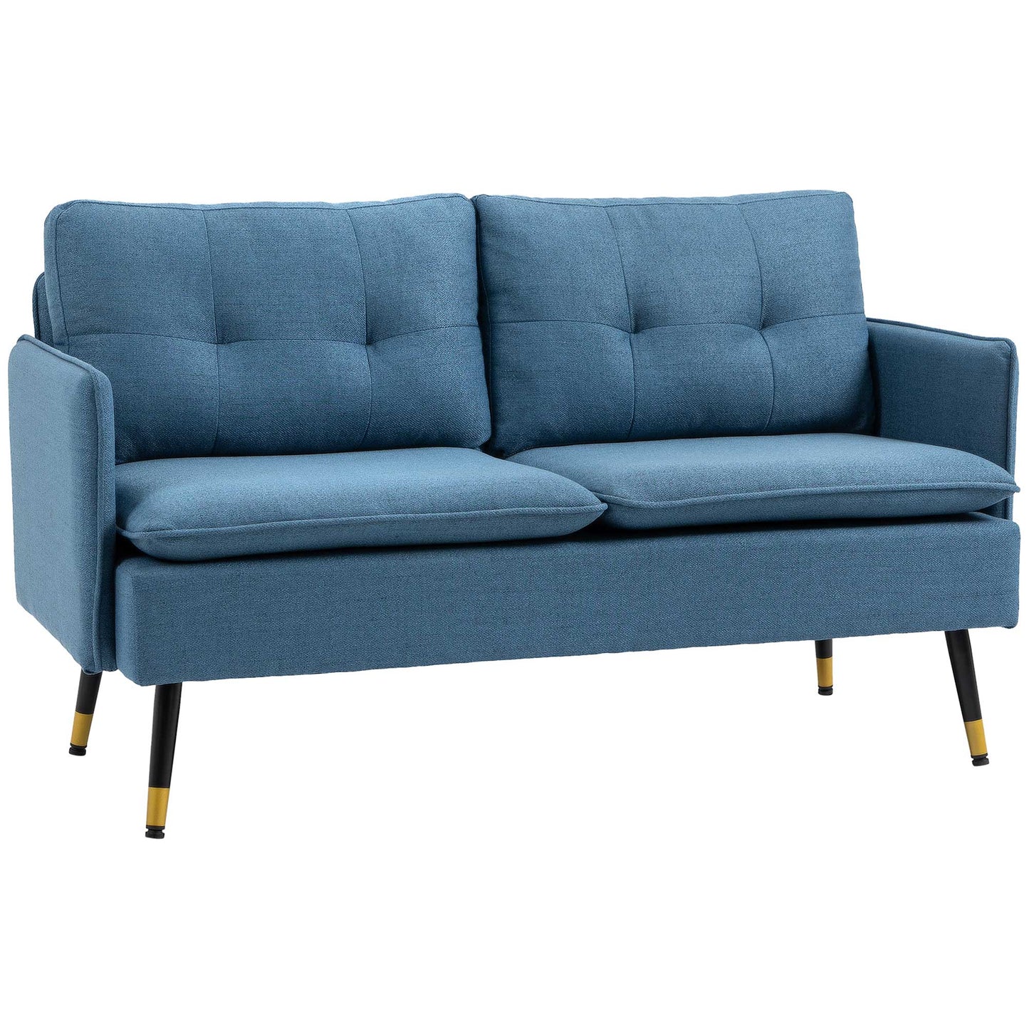 55" Loveseat Sofa for Bedroom, Modern Love Seats Furniture with Button Tufting, Upholstered Small Couch for Small Space, Dark Blue