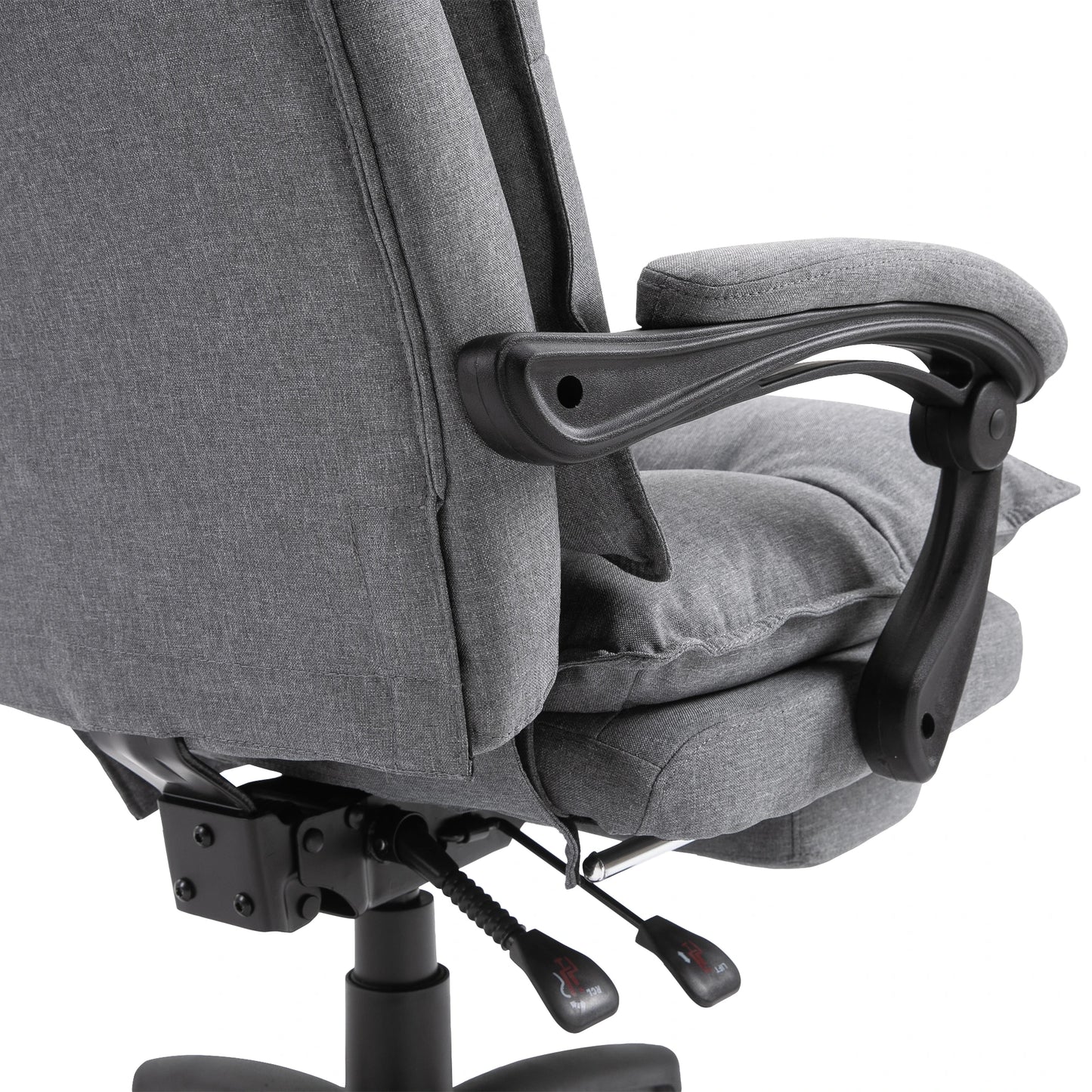 Office Chair 360° Swivel Adjustable Height Linen Style Fabric Recliner with Retractable Footrest and Double Padding, Grey