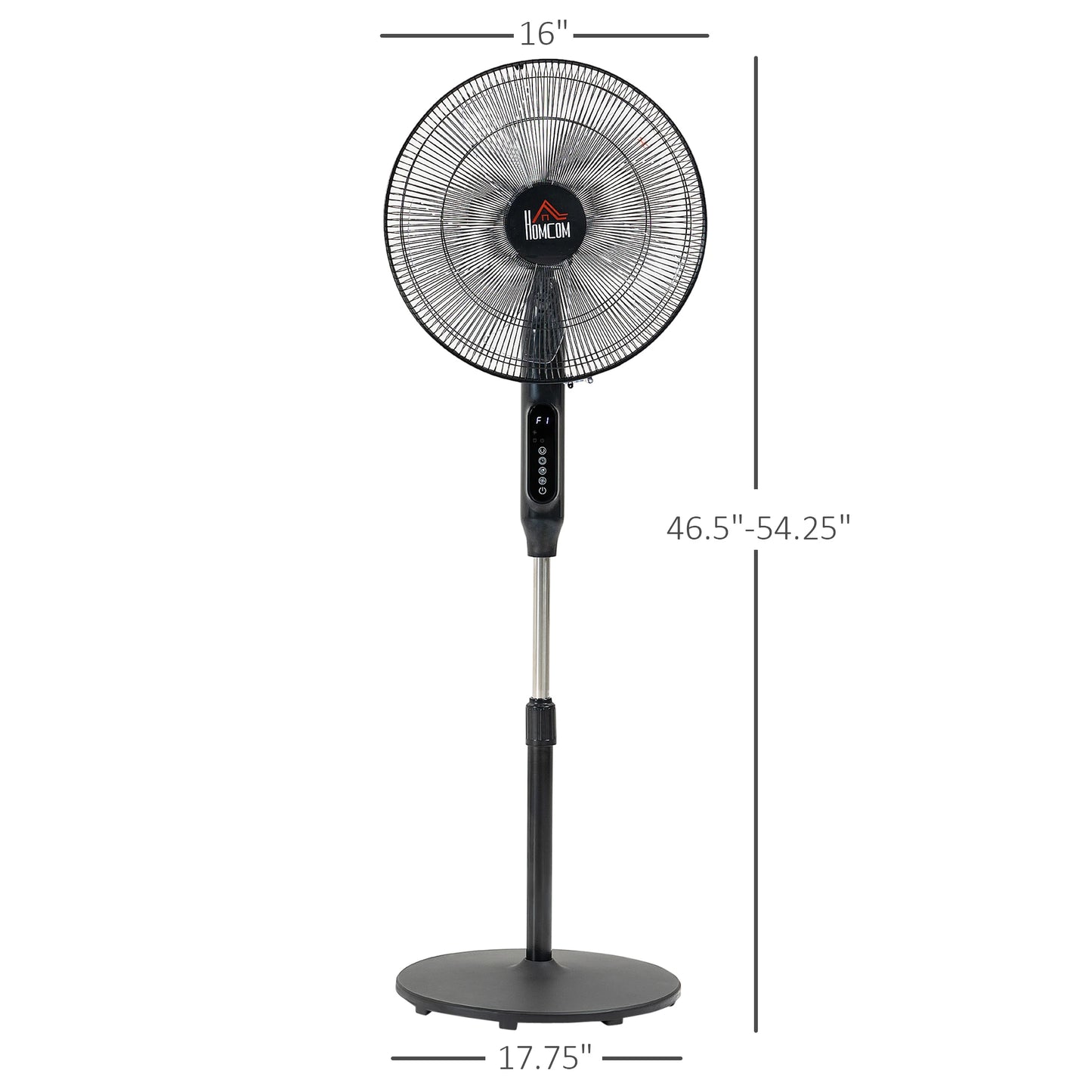 Standing Floor Fan with Remote Control, Stand Up Cooling Fan, Tall Pedestal Electric Fan for Bedroom, Black