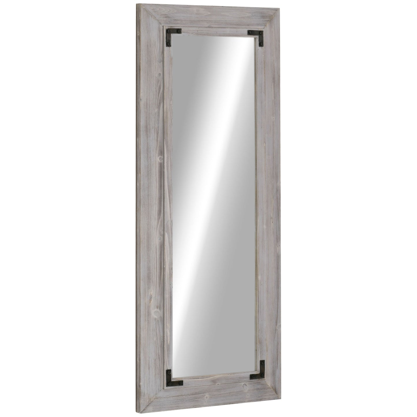 59" x 23.5" Farmhouse Full Length Mirror, Wall Mirror for Living Room, Bedroom, Rustic Grey