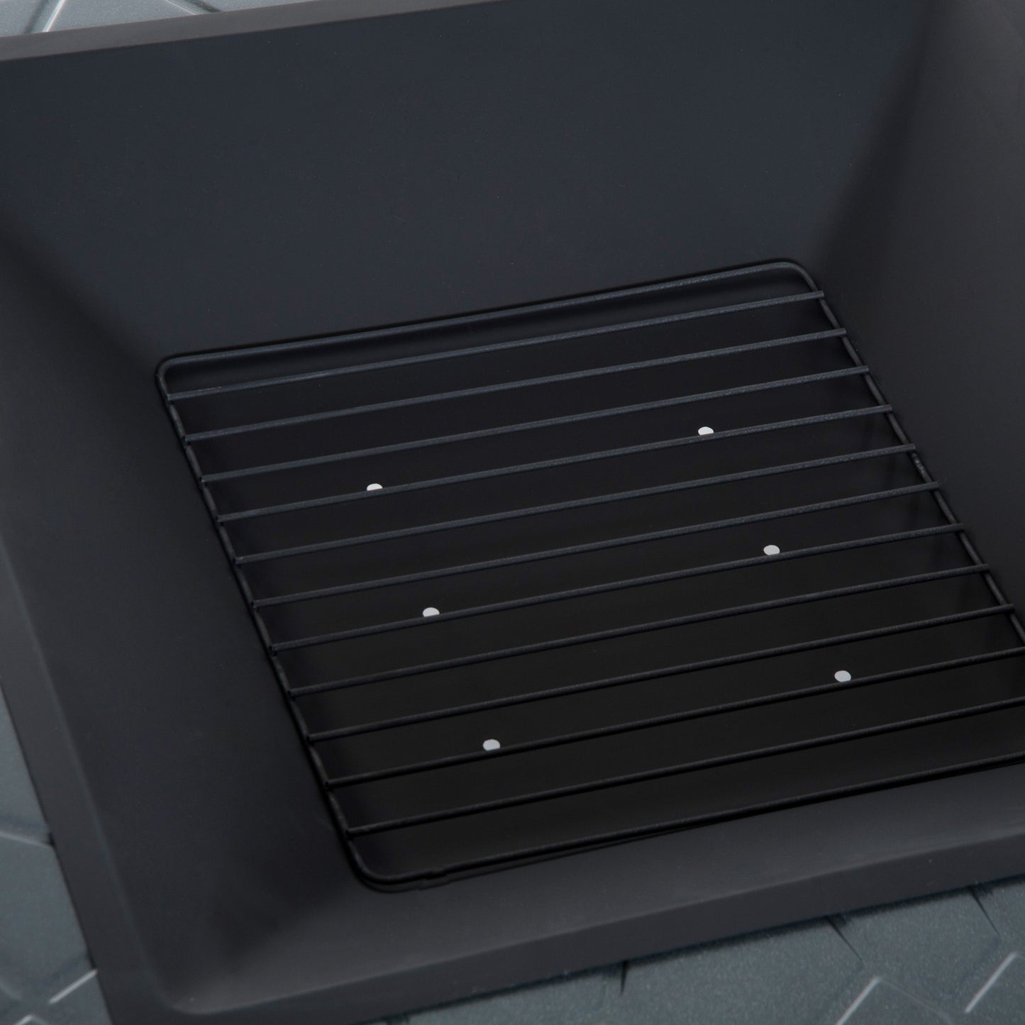 Outsunny 33" Outdoor Square Firepit Steel Stove Portable with Spark Screen Cover Log Grate Poker and Rain Cover for Outside Wood Burning and Camping Black