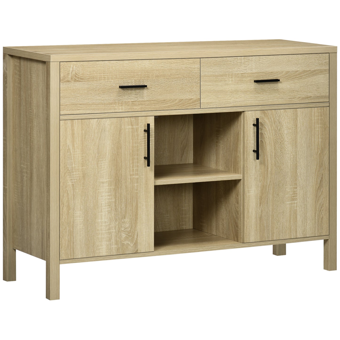 Buffet Table Sideboard and Buffet with 2 Drawers 2 Door Cupboards 2 Open Shelves for Living Room