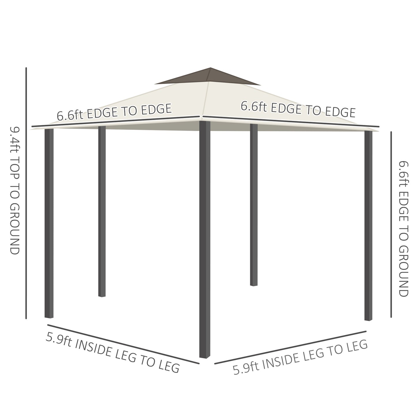 Outsunny 13x13ft Hexagonal Patio Gazebo, Double Roof Garden Pavilion Outdoor Marquee Canopy Wedding Party Tent Shelter with Sidewall Panels