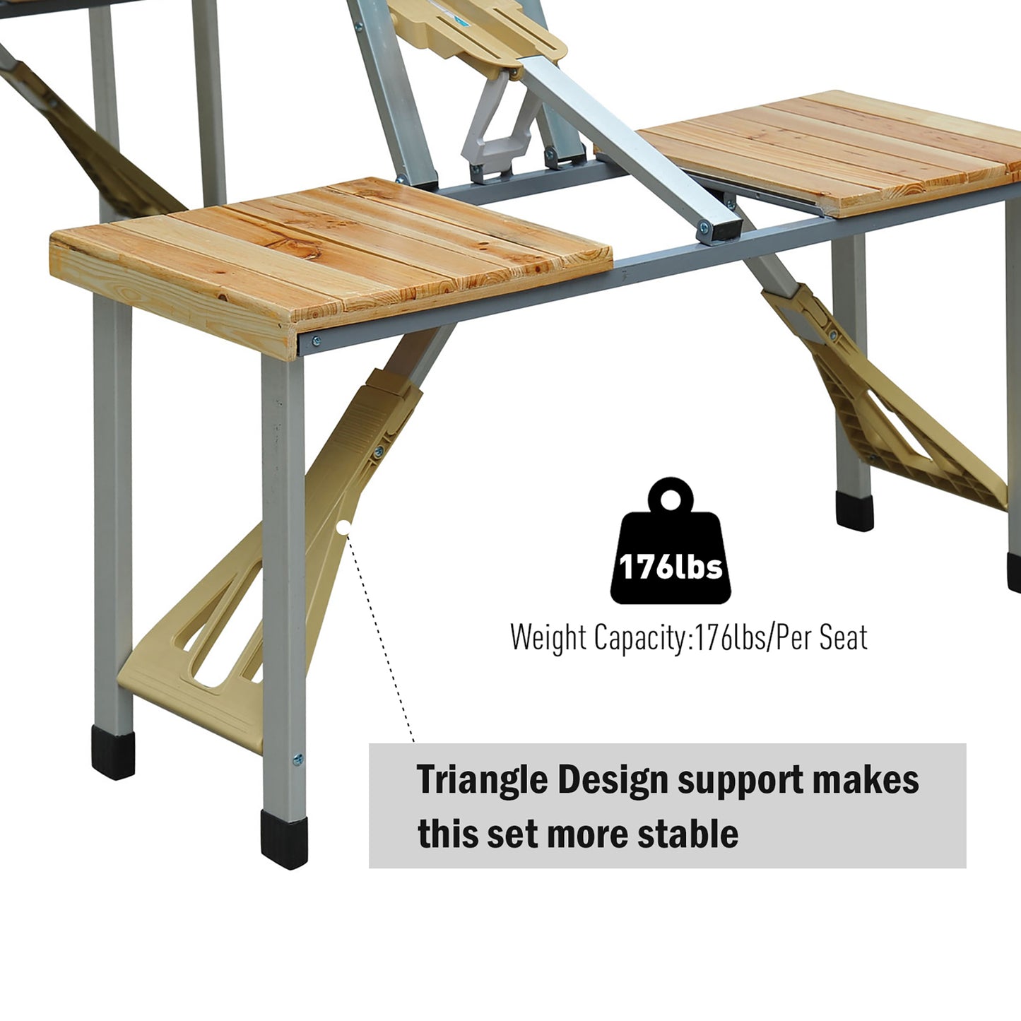 Outsunny Portable Wooden Dining Picnic Table Chair Set Folding Junior Outdoor Travel Use