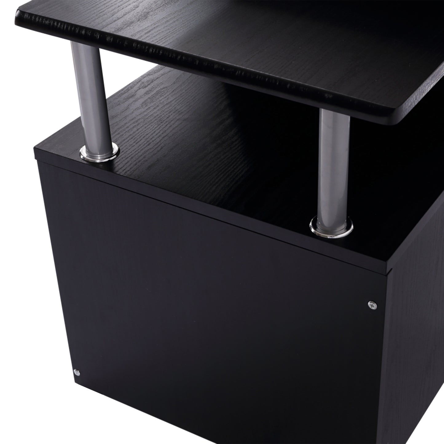 Wood Computer Desk Table Laptop Workstation with Storage Shelf Drawer Office Home Black