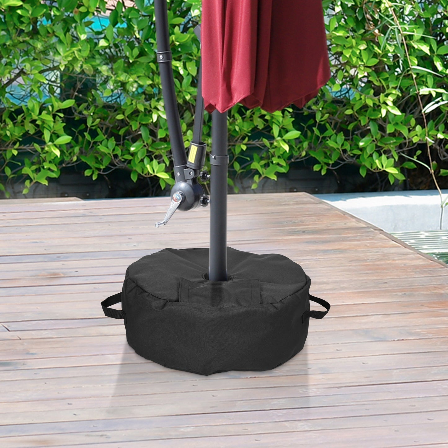 Outsunny 19" Round Patio Umbrella Base Weight Sand Bag Weather Resistant Garden Parasol Weight Base Stand Holder Weights w/ Scoop Up 88lbs Black