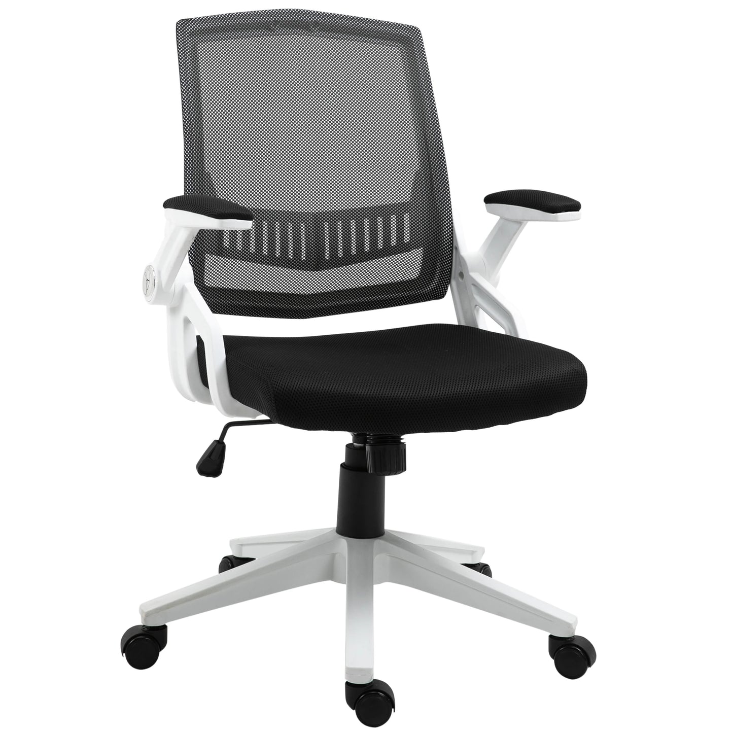 Mesh Office Chair Swivel Task Desk Office Chair with Lumbar Back Support, Adjustable Height, Flip-Up Arm, Black