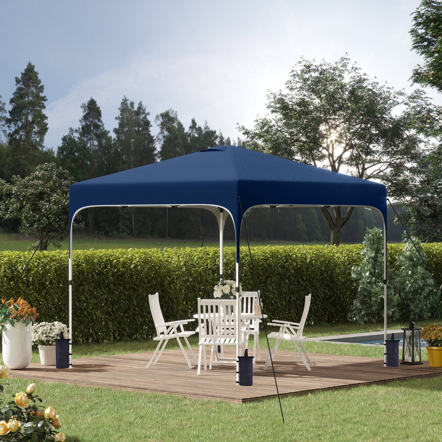 Outsunny 10' x 10' Pop Up Gazebo, Foldable Canopy Tent with Carrying Bag with Wheels, 4 Leg Weight Bags, Mesh Sidewalls and 3-Level Adjustable Height for Outdoor Garden Patio Party, 5 colors