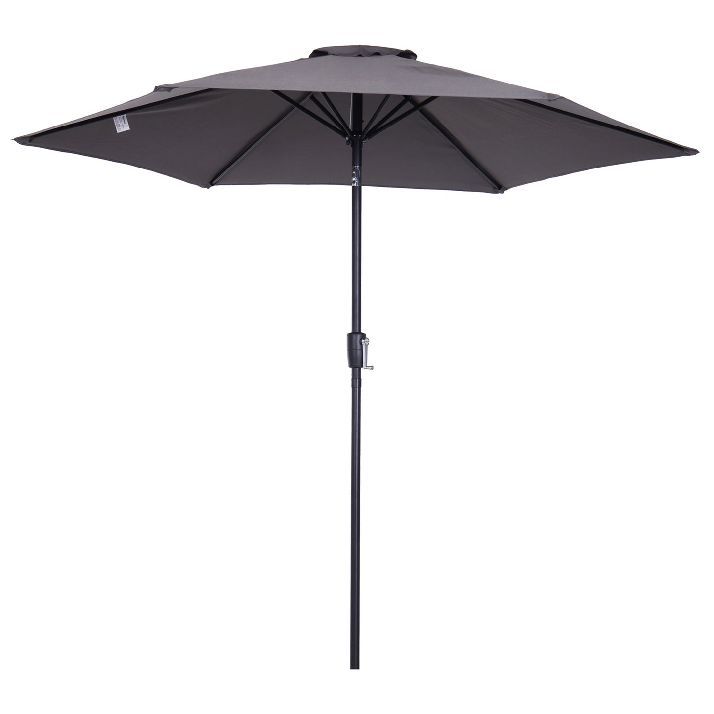 Outsunny 9' Round Aluminum Patio Umbrella 6 Ribs Market Sunshade Tilt Canopy w/ Crank Handle Garden Parasol Grey