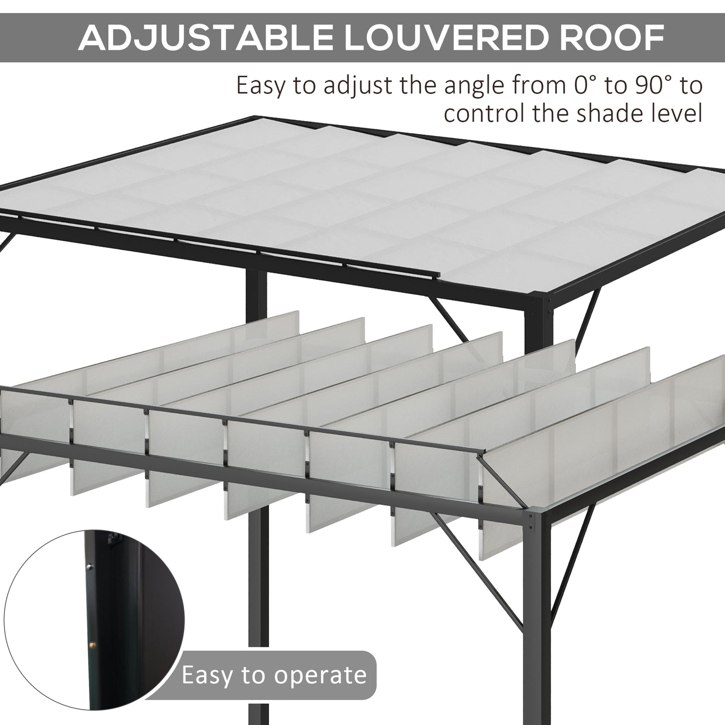 Outdoor Louvered Pergola 9.5' x 8' Aluminum Patio Gazebo Sun Shade Shelter with Adjustable Breathable Mesh Roof, White