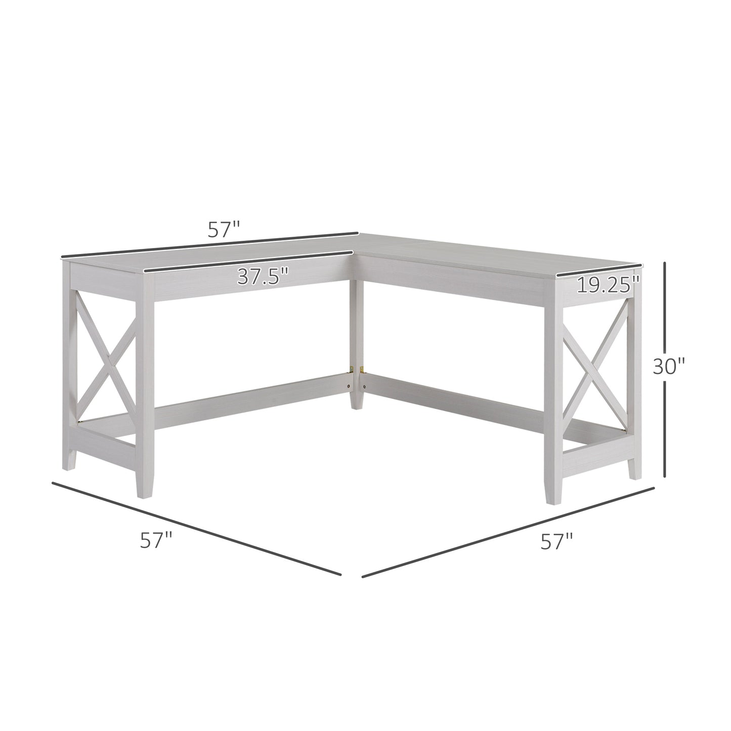 Home L-Shaped Desk Computer Desk Office Corner Writing Table Study Workstation, White Wood Grain