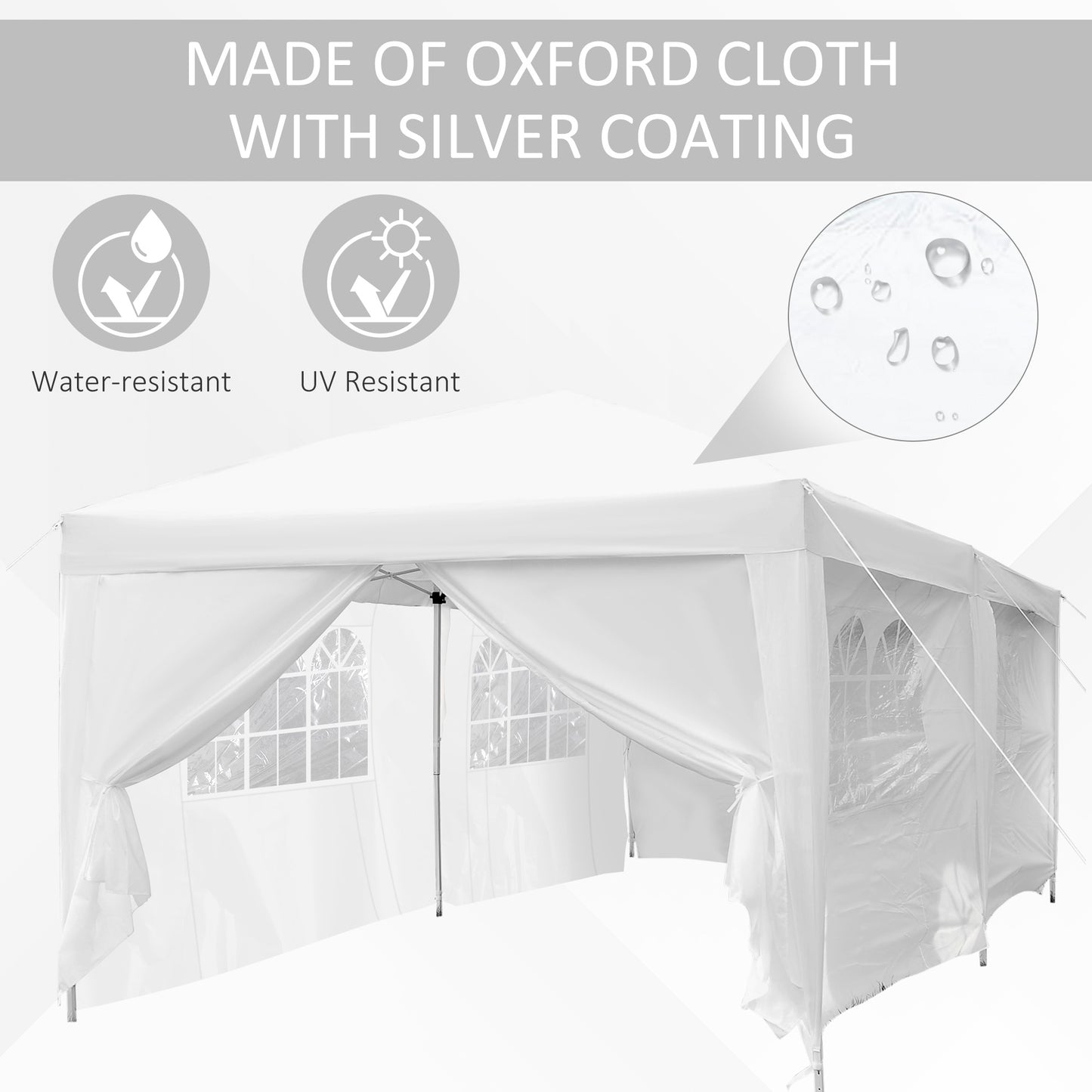 Outsunny 10’x20’ Outdoor Folding Pop Up Party Tent Wedding Gazebo Canopy Patio Shelter with 6 Sidewalls, White