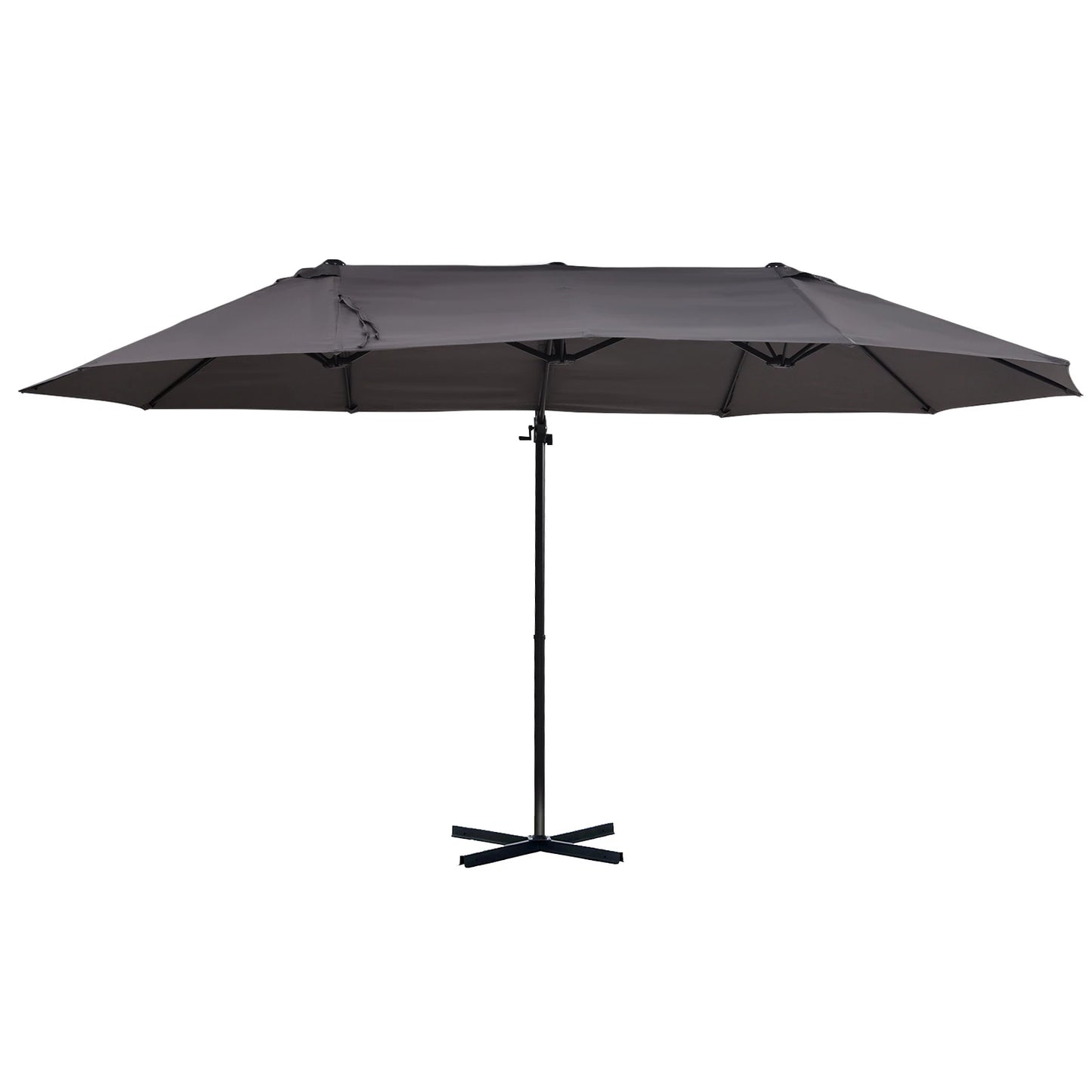 Outsunny Outdoor Patio Umbrella Offset Cantilever Umbrella with Twin Canopy Sunshade Umbrella with Lift Crank Grey