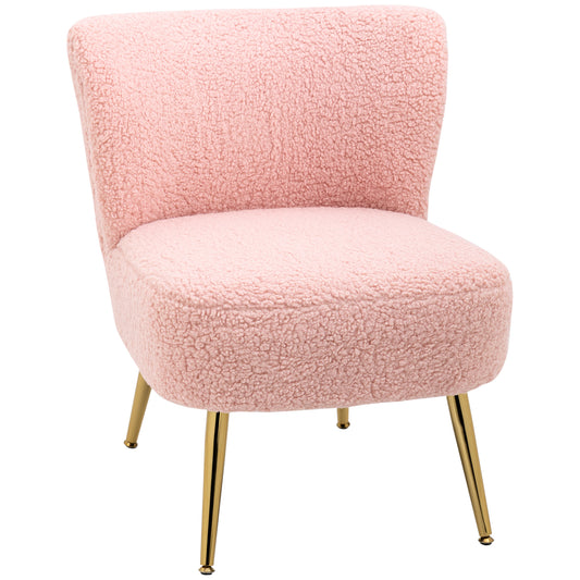 Lounge Chair for Bedroom Living Room Chair with Soft Upholstery and Gold Legs Pink