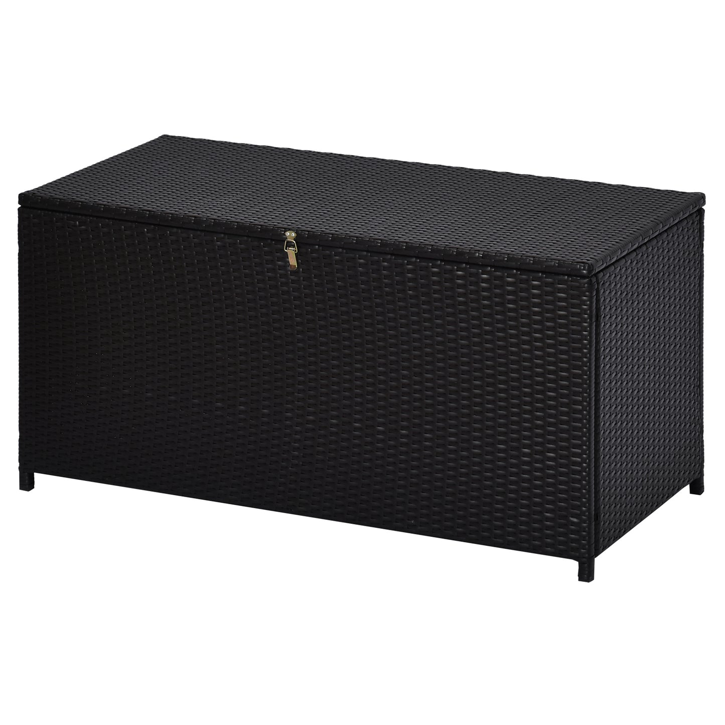 44.5x17x22inch Outdoor Garden Rattan Storage Box Wicker Home Furniture Indoor Storing Unit with Lid Coffee