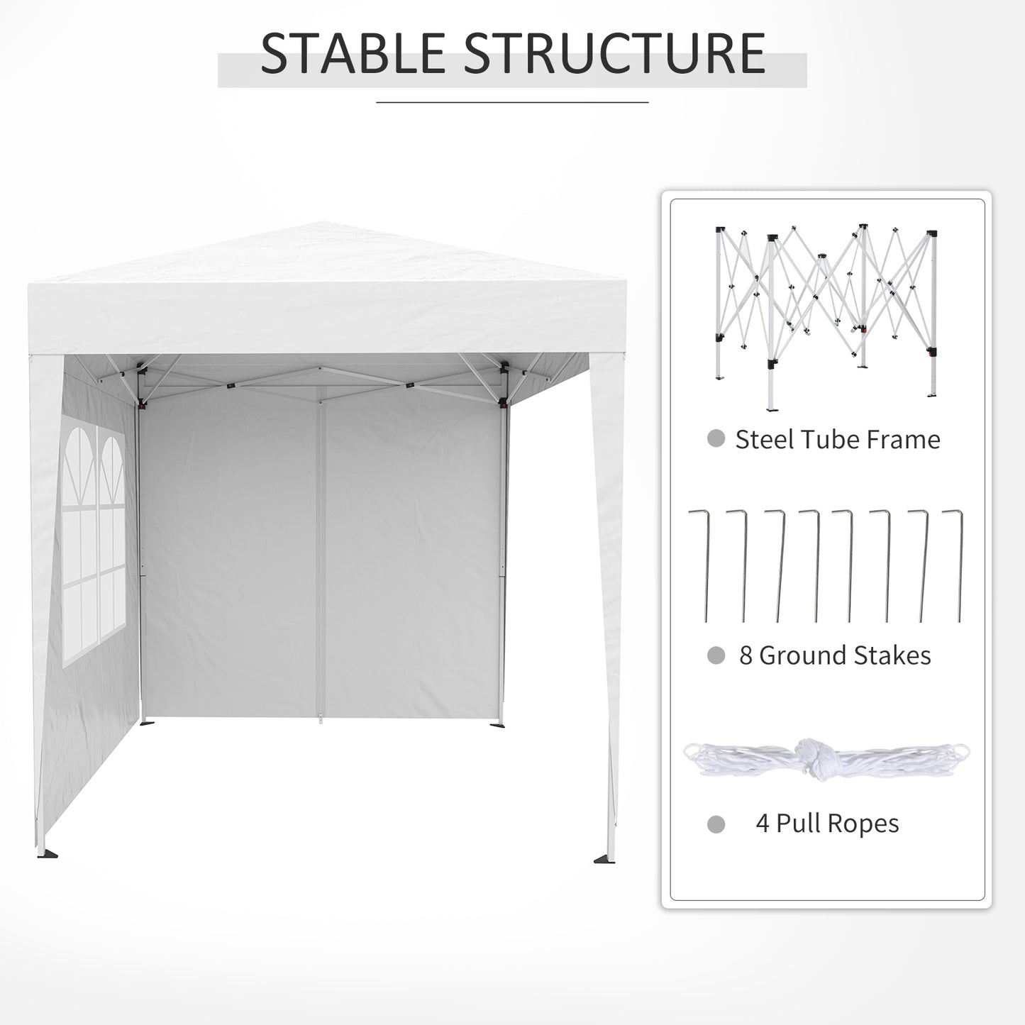 Outsunny 6.6x6.6ft Pop Up Party Tent Outdoor Folding Gazebo Canopy with Side Walls White