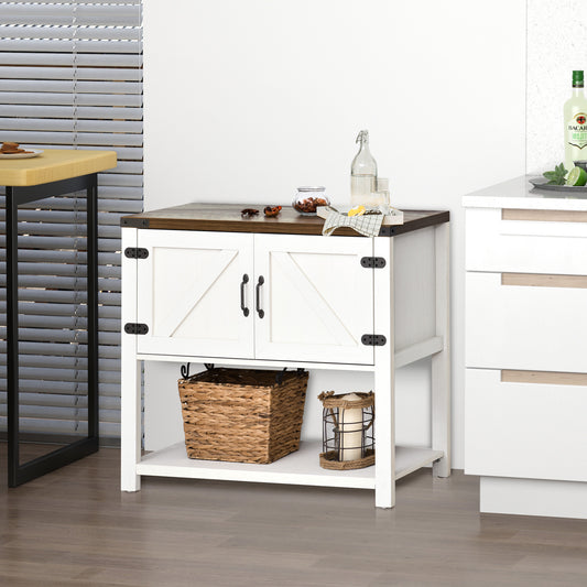 Storage Cabinet with Bottom Shelf, Kitchen Cupboard, Side Table, White