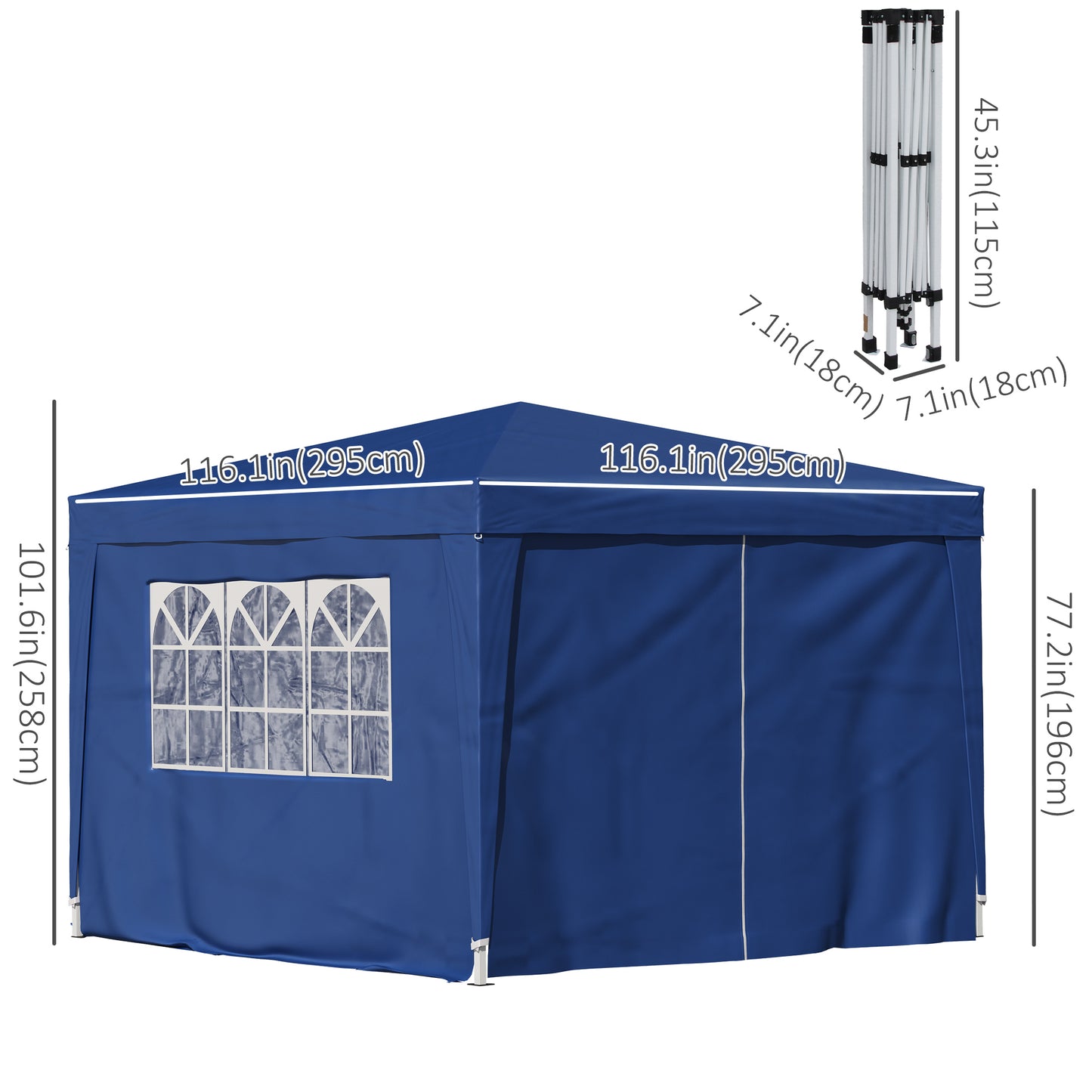 Outsunny 10'x10' Outdoor Pop Up Party Tent Wedding Gazebo Canopy with Carrying Bag (Blue)