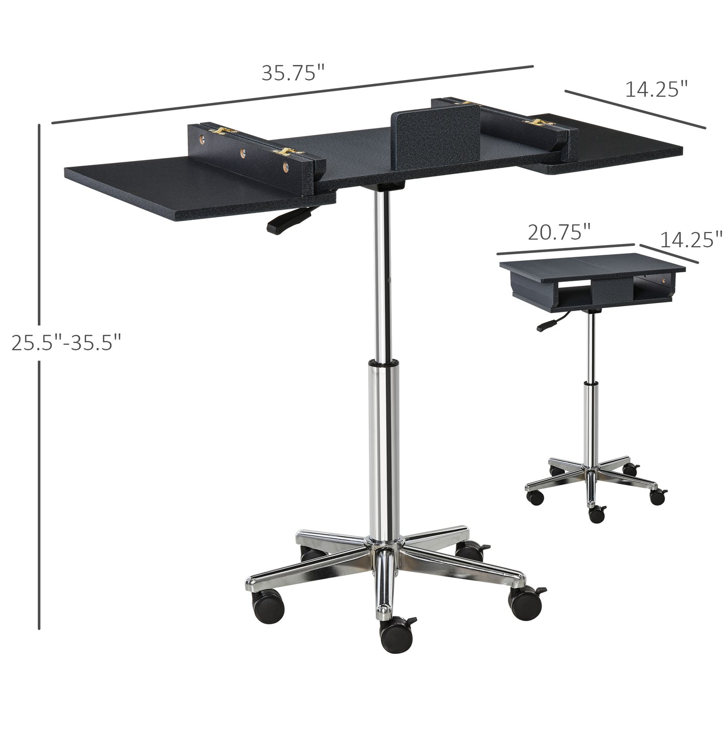 Mobile Laptop Computer Desk Expandable Home Office Table Workstation with Wheels