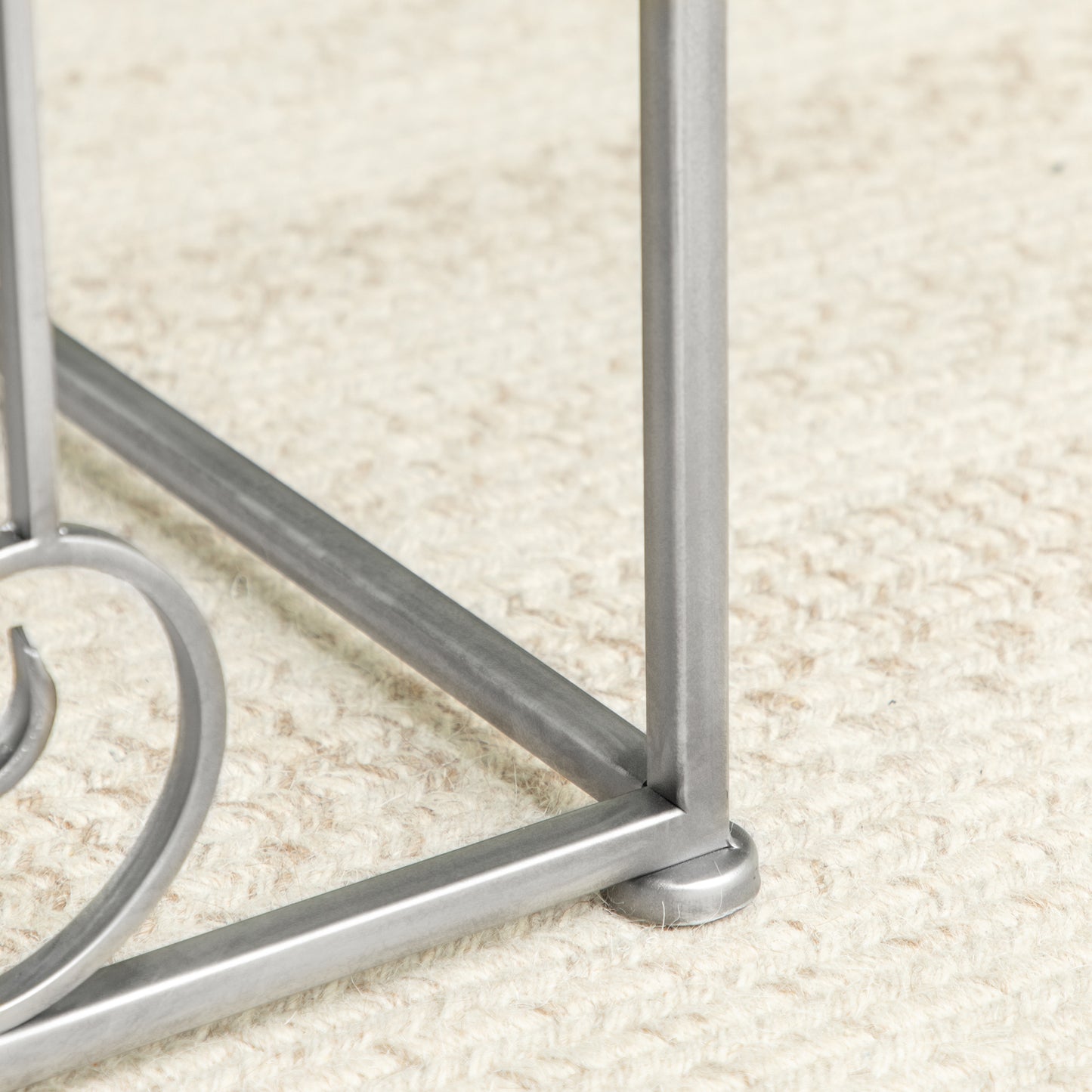 Vintage Foot Stool, French Ottoman with Linen Touch Fabric Upholstered Seat and Steel Base, Vanity Stool for Bedroom, Living Room, Grey