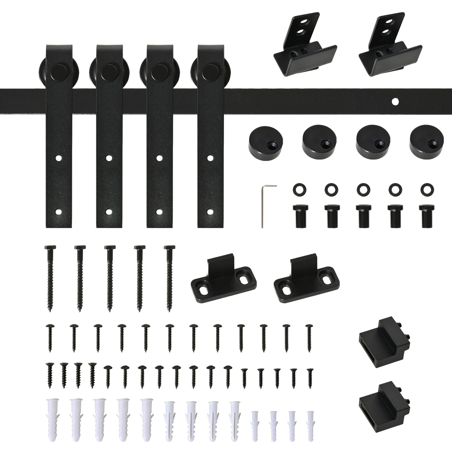 6ft Barn Door Hardware Kit, Cabinet Door Hardware for Sliding Double Door Cabinets Wardrobe TV Stand