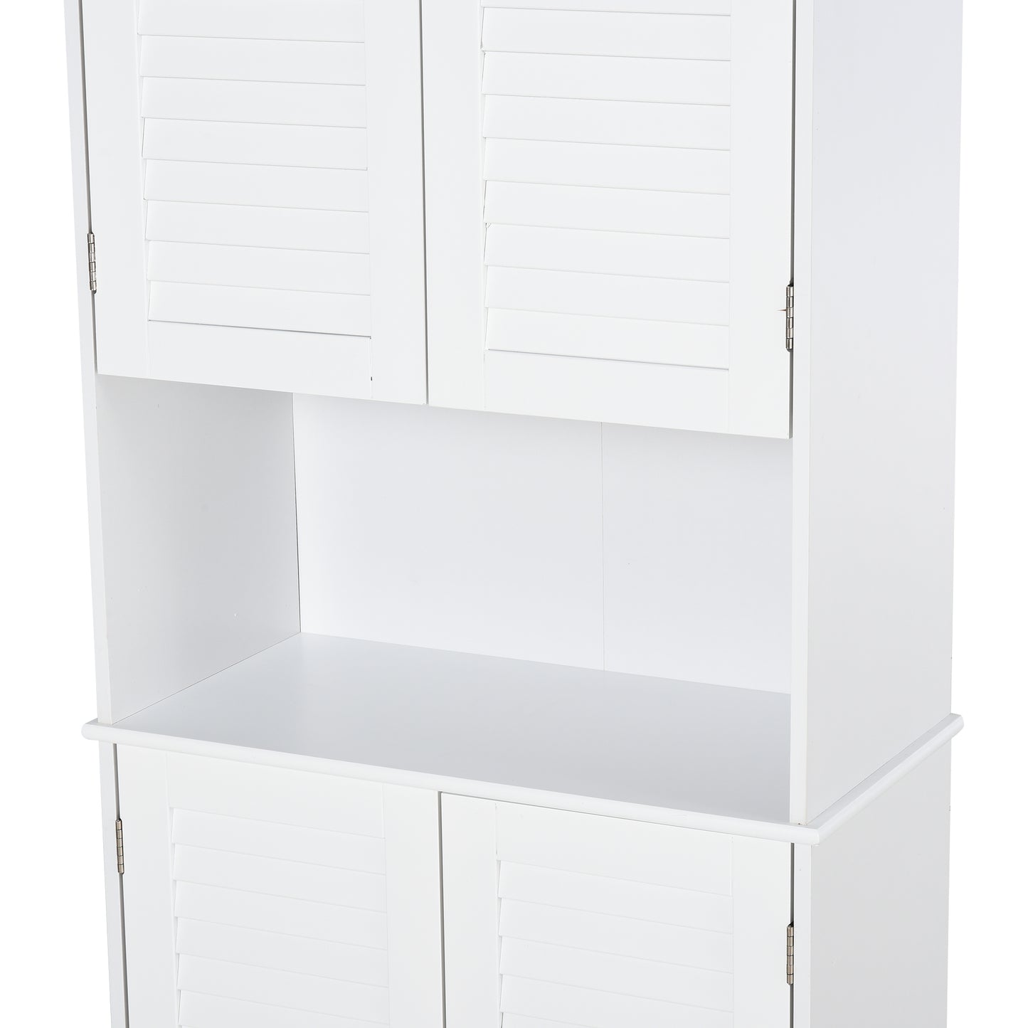 Freestanding Bathroom Storage Cabinet with Shutter Doors and Adjustable Shelves, Toilet Vanity Cabinet, Narrow Organizer, White