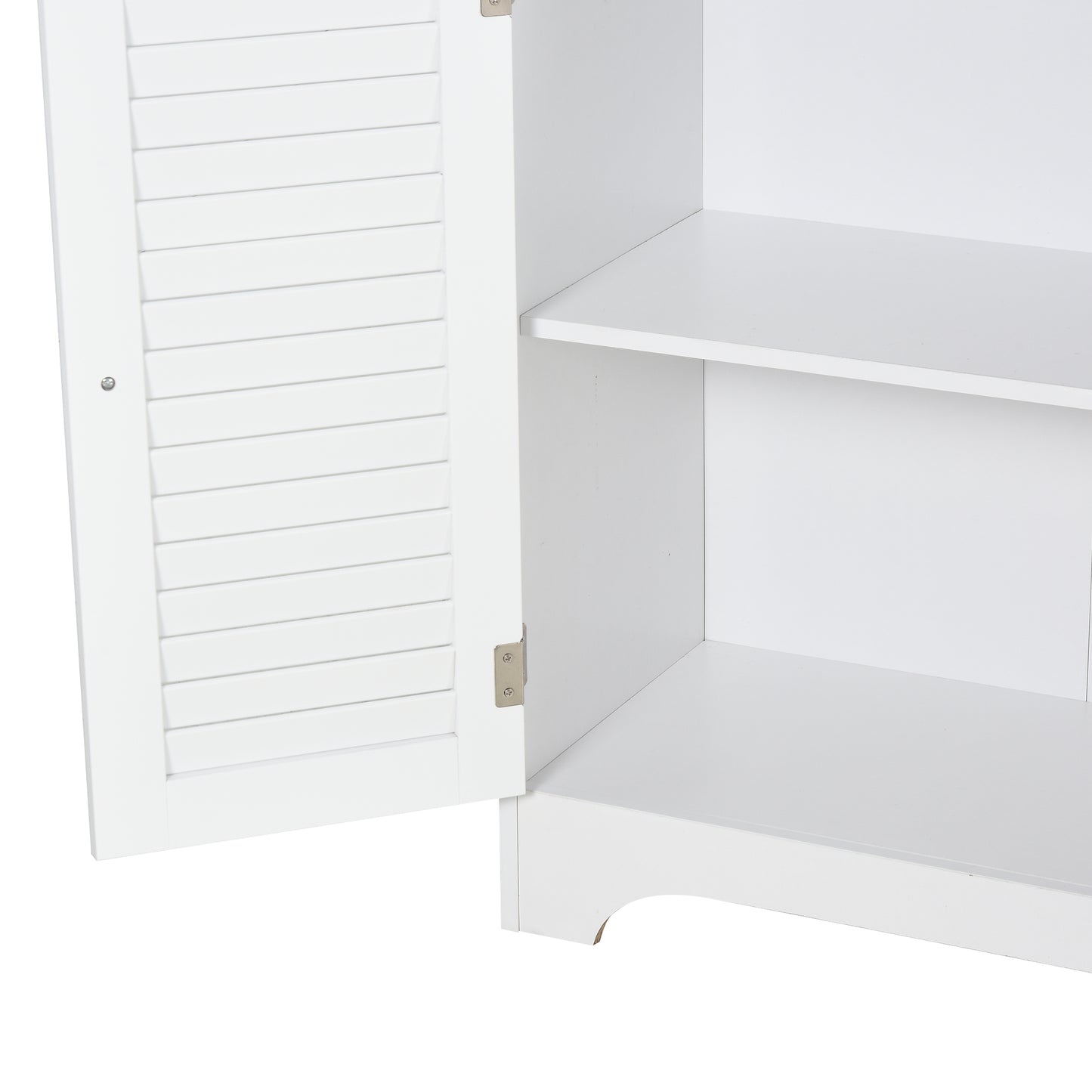 Freestanding Bathroom Storage Cabinet with Shutter Doors and Adjustable Shelves, Toilet Vanity Cabinet, Narrow Organizer, White