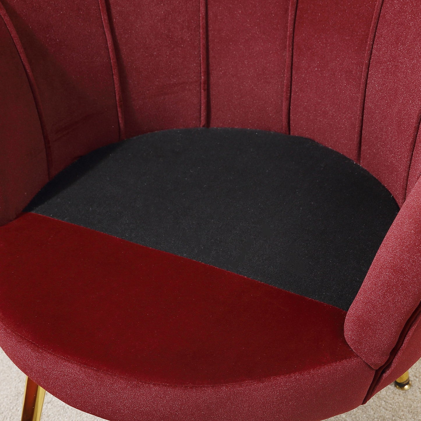 Modern Accent Chair, Velvet-Touch Fabric Leisure Club Chair with Gold Metal Legs for Living Room Bedroom, Wine Red