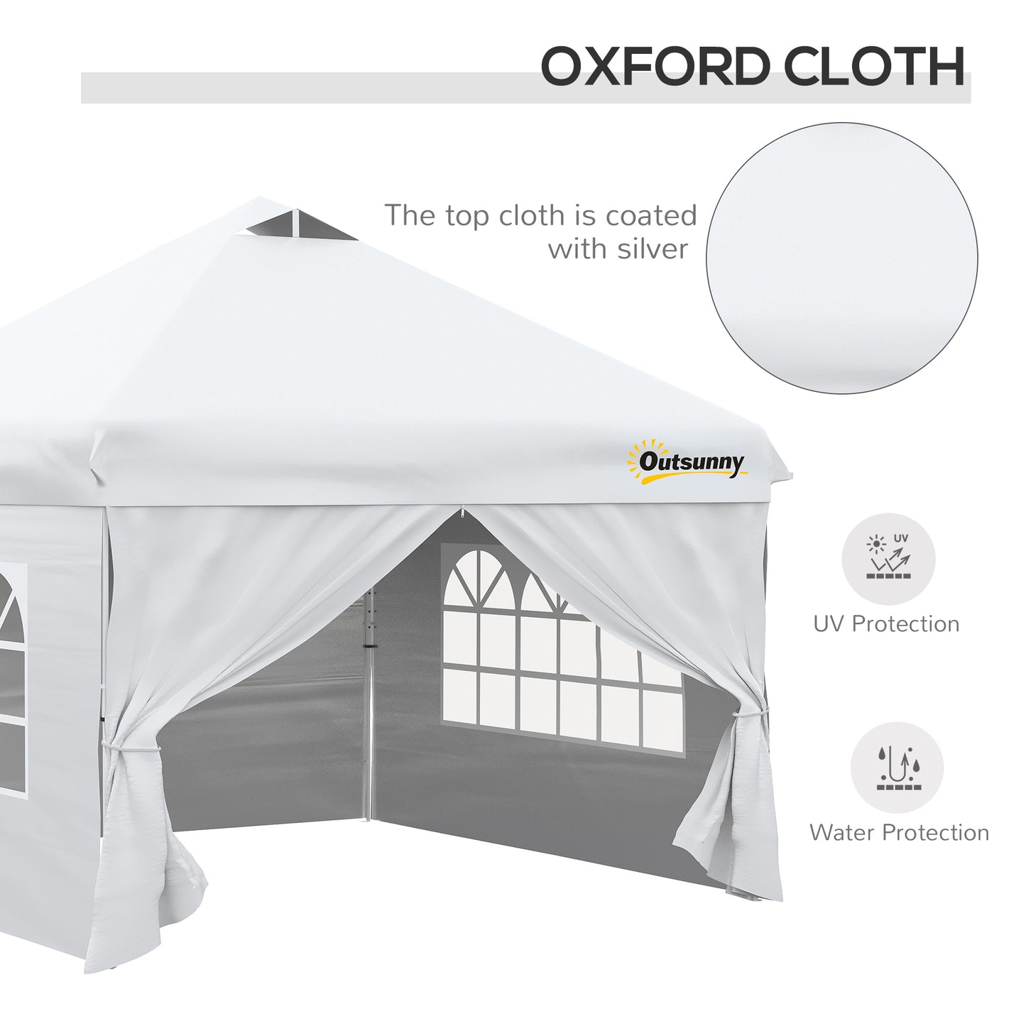 Outsunny 10' x 10' Pop Up Canopy Tent, Instant Shelter Tent with Sidewalls, Windows, Roller Bag for Garden, Patio, White