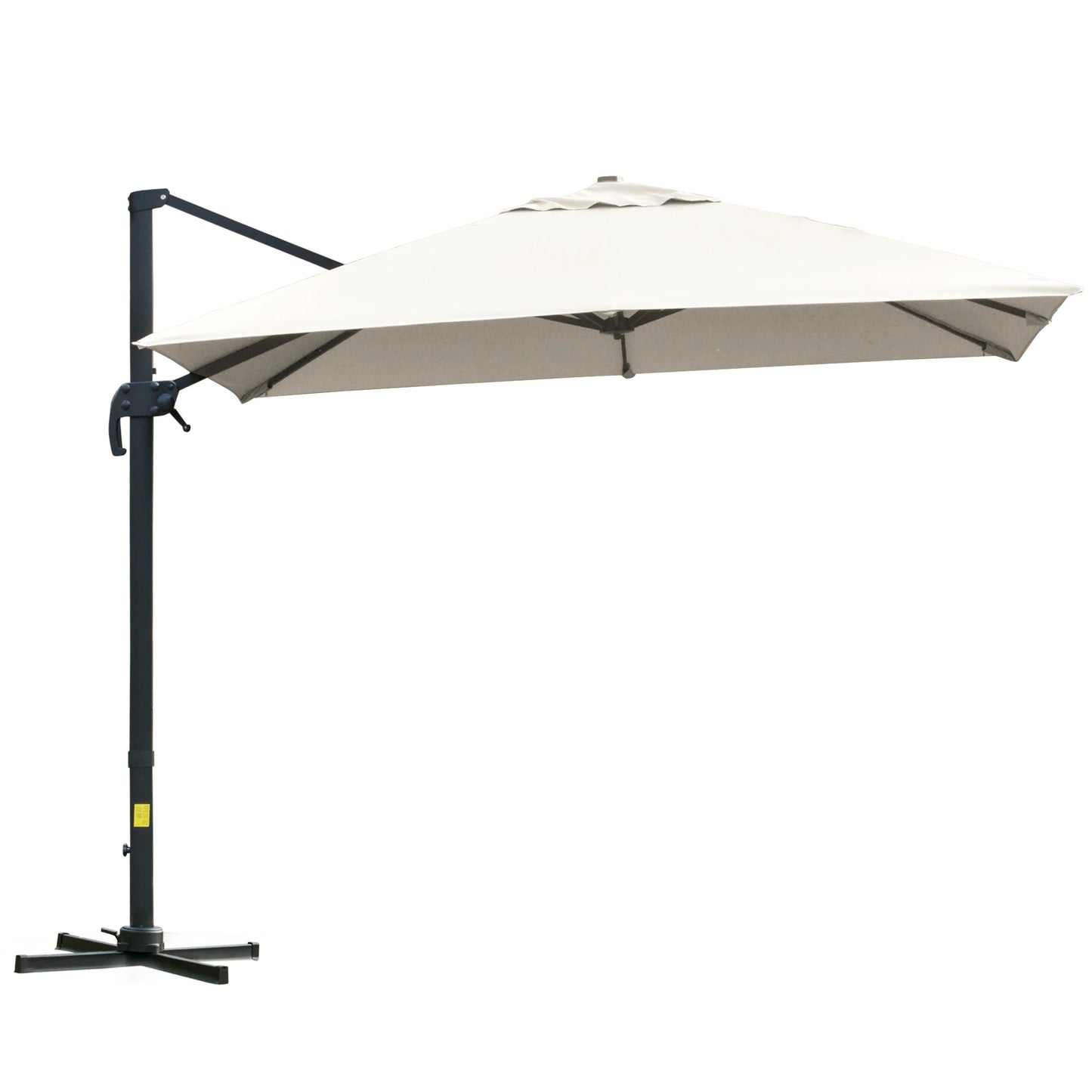 Outsunny 10x10ft Cantilever Umbrella Rotatable Square Top Market Parasol with 4 Adjustable Angle for Backyard Patio Outdoor Area Cream