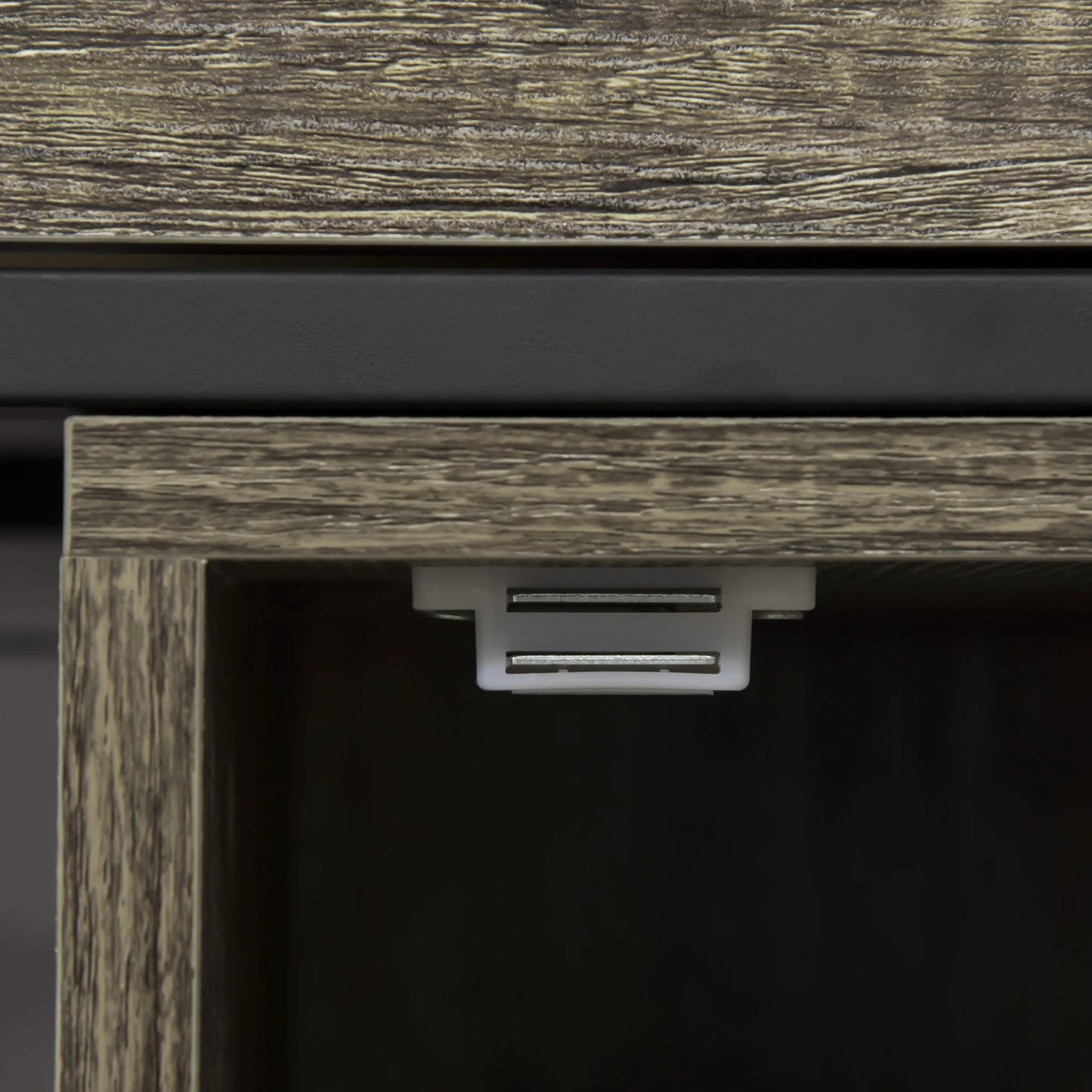 Kitchen Trolley Utility Cart on Wheels with Storage Shelves & Drawer for Dining Room, Dark Oak